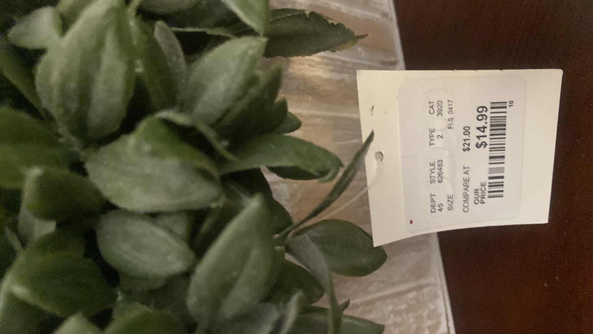 Photo 1 of 2-FAUX PLANTS 10” x 8 1/2” & CANDLE