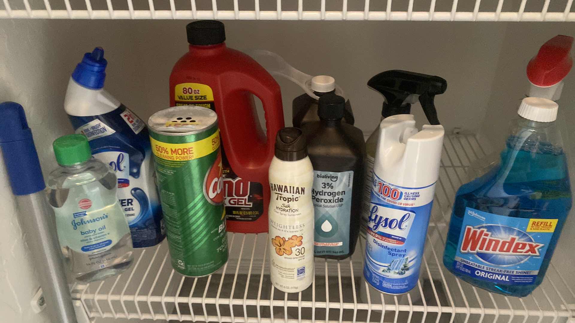 Photo 1 of CONTENTS OF CLOSET 3 SHELVES & FLOOR- TOWELS SLIPPERS & CLEANING