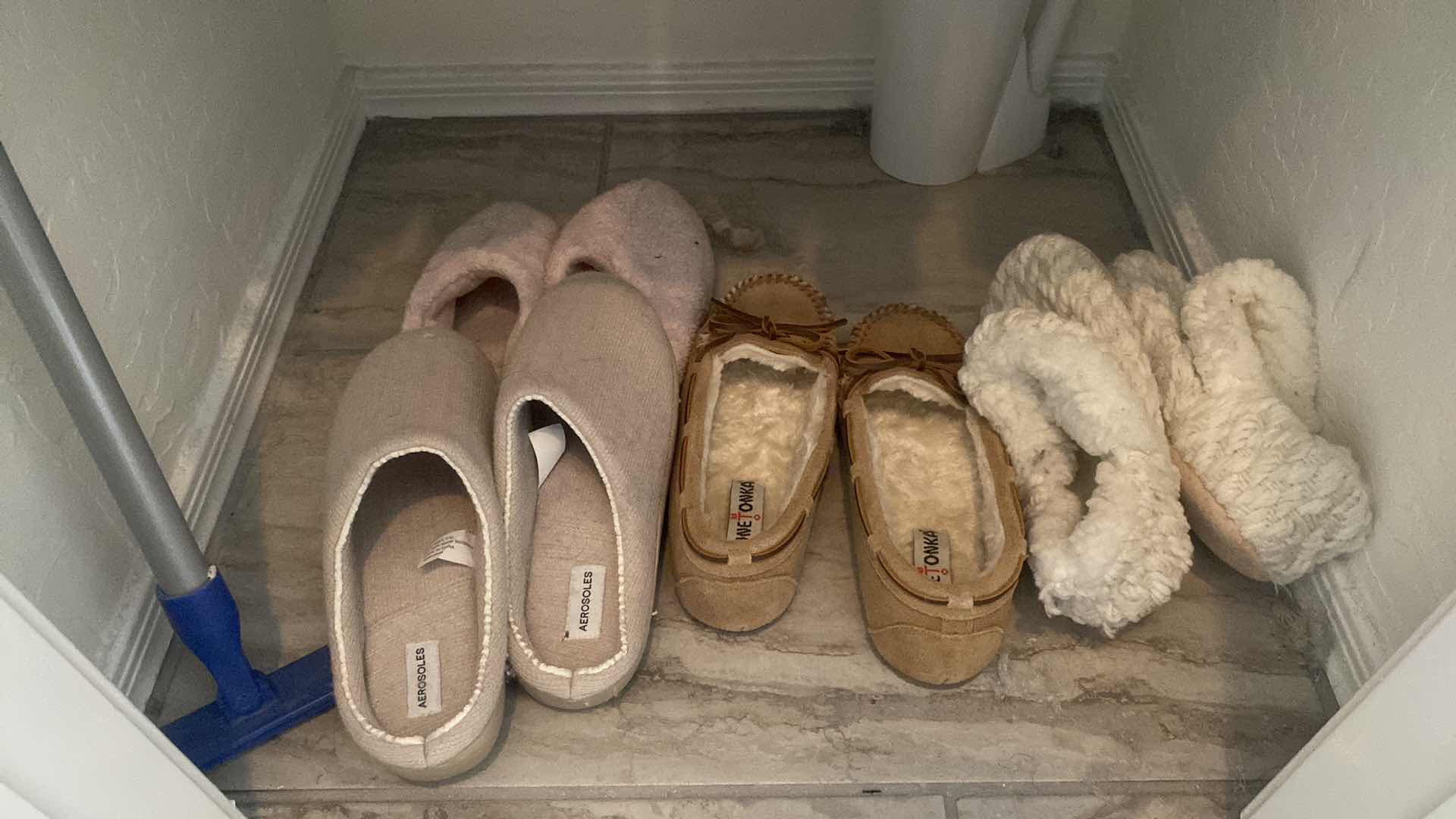 Photo 1 of CONTENTS OF CLOSET 3 SHELVES & FLOOR- TOWELS SLIPPERS & CLEANING