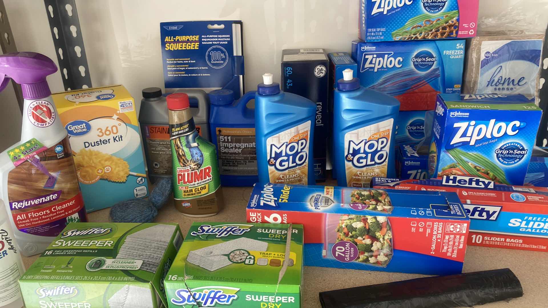 Photo 1 of GARAGE SHELF-CLEANING SUPPLIES & ZIPLOCK BAGS