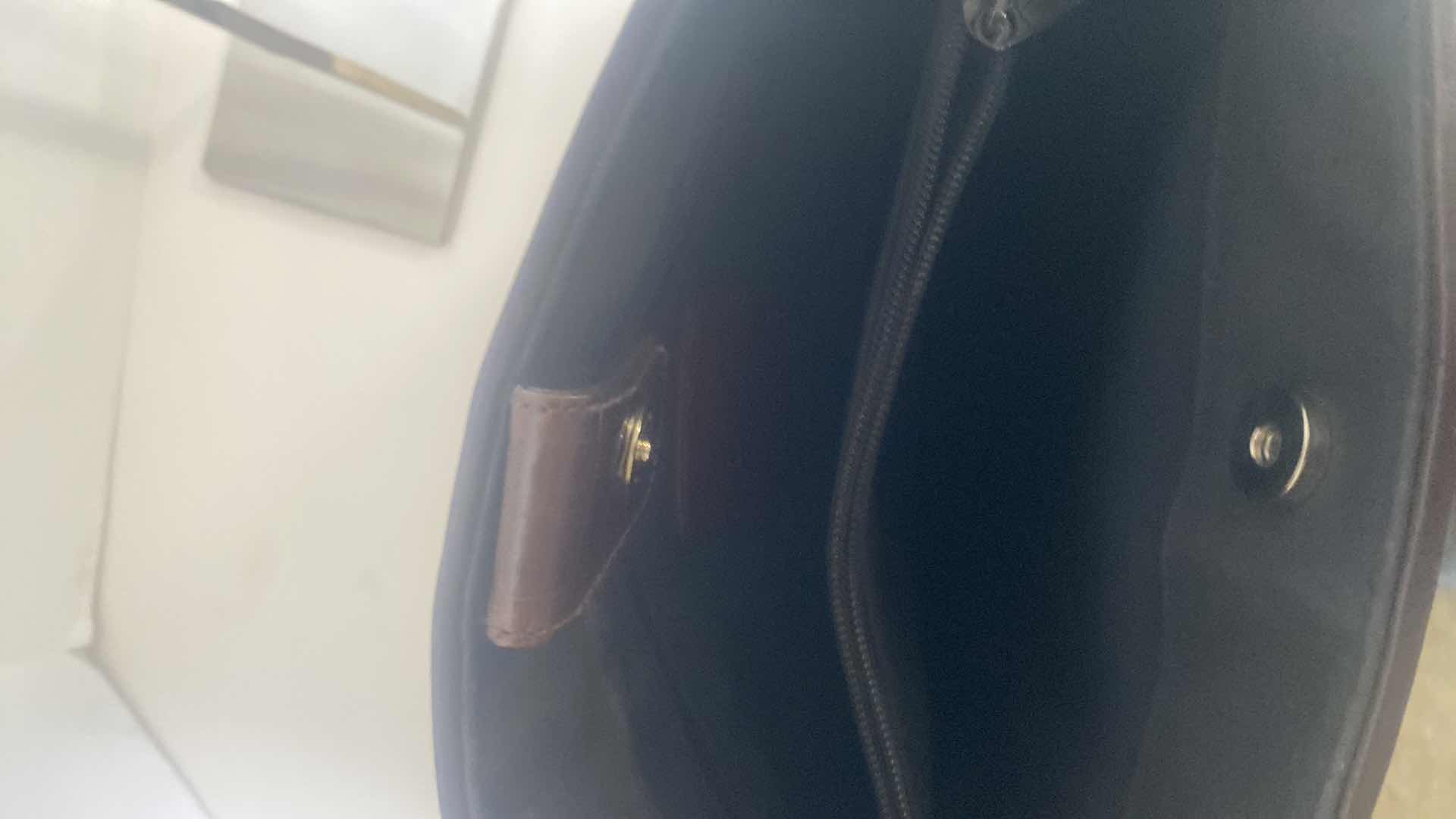 Photo 1 of BRIGHTON HANDBAG BLACK FABRIC & LEATHER TRIM