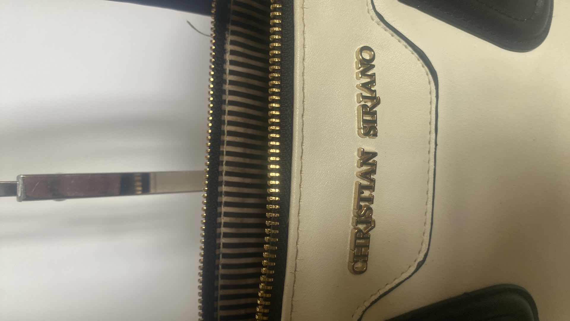 Photo 1 of CHRISTIAN SIRIANO CREAM & BLACK LEATHER TOTE HANDBAG