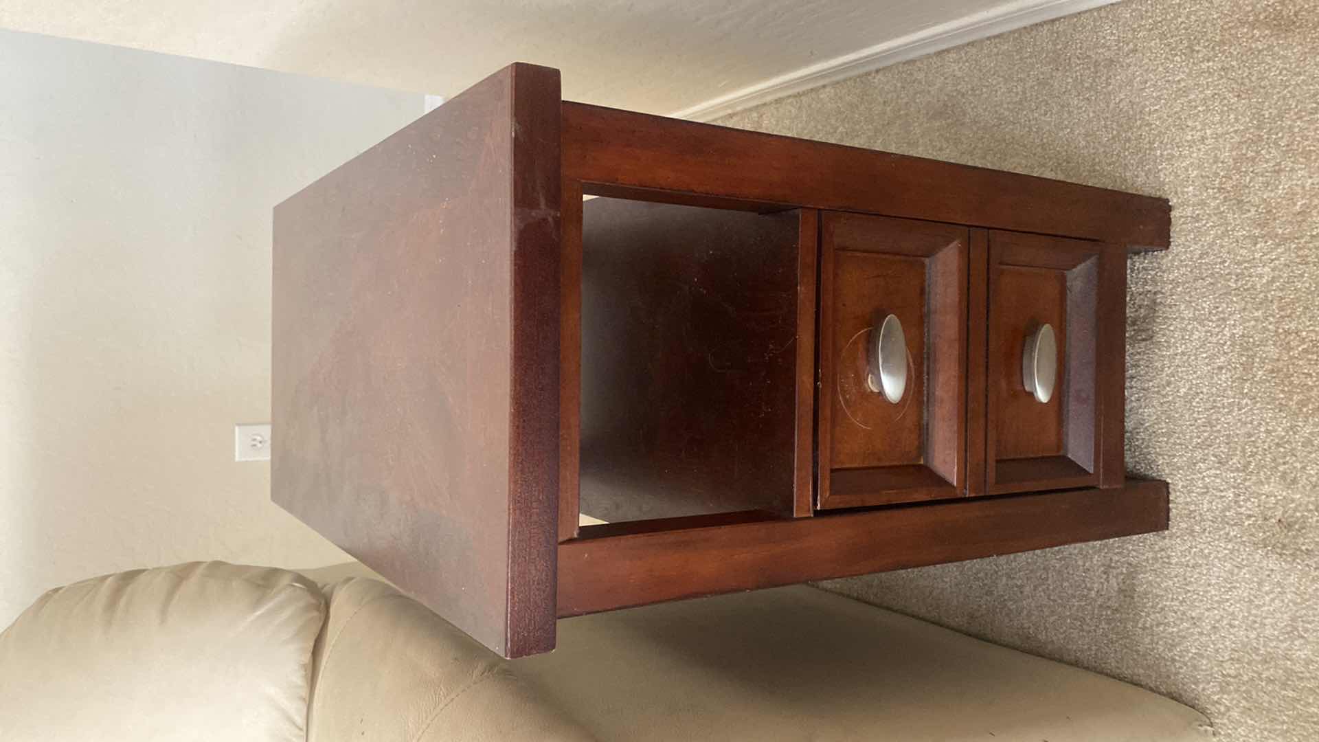 Photo 1 of DARK WOOD VENEER END TABLE 12” x 24” H 24”