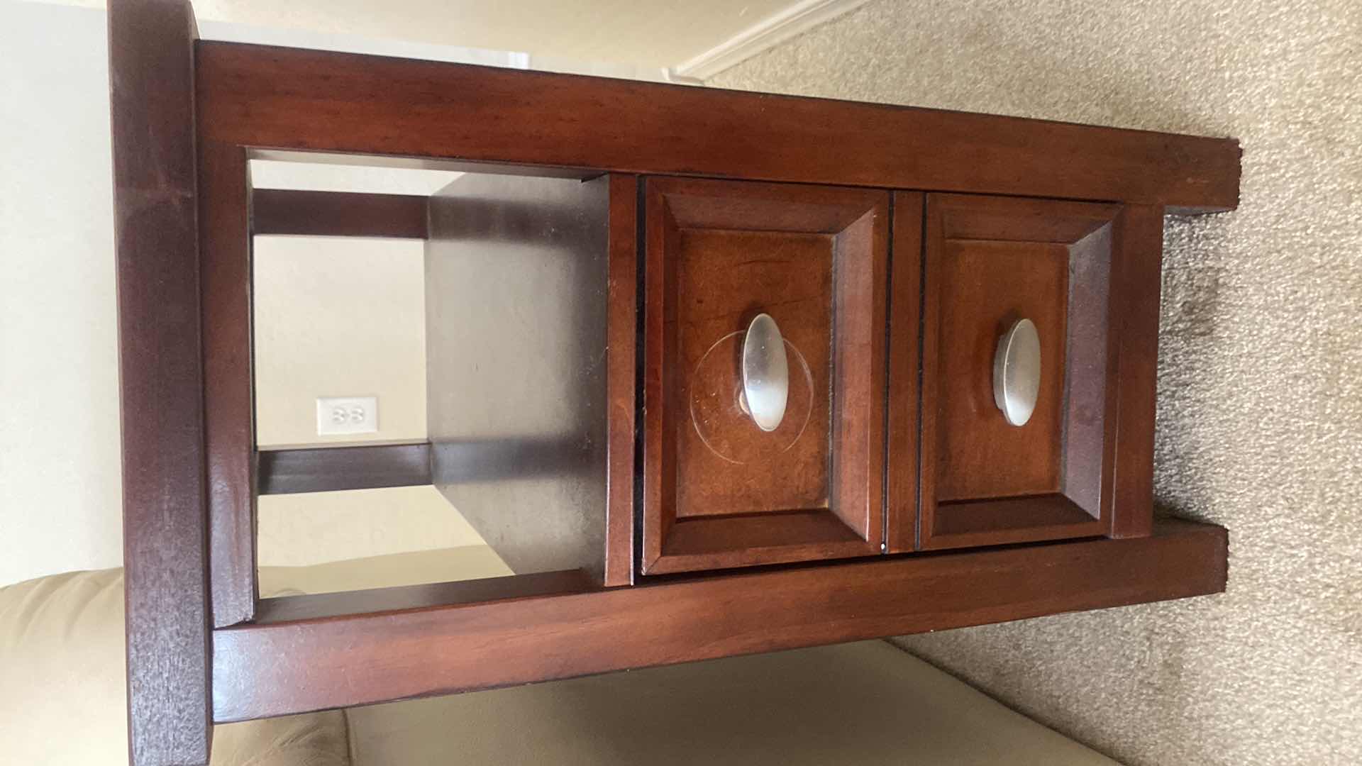 Photo 1 of DARK WOOD VENEER END TABLE 12” x 24” H 24”