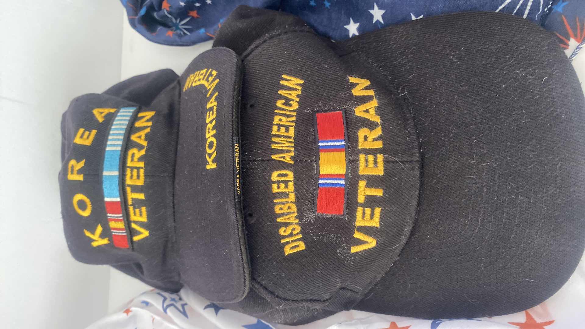 Photo 1 of 4-PATRIOTIC SCARVES & VETERAN CAPS