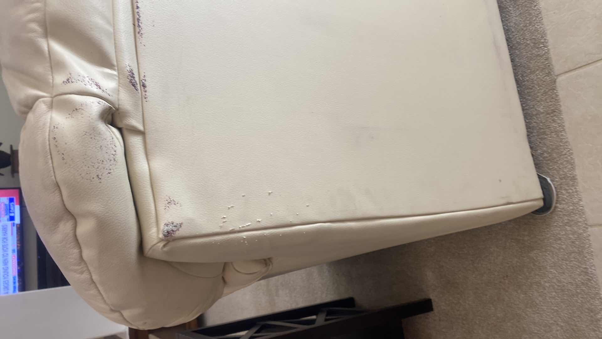 Photo 1 of 70” CREAM LEATHER LOVESEAT