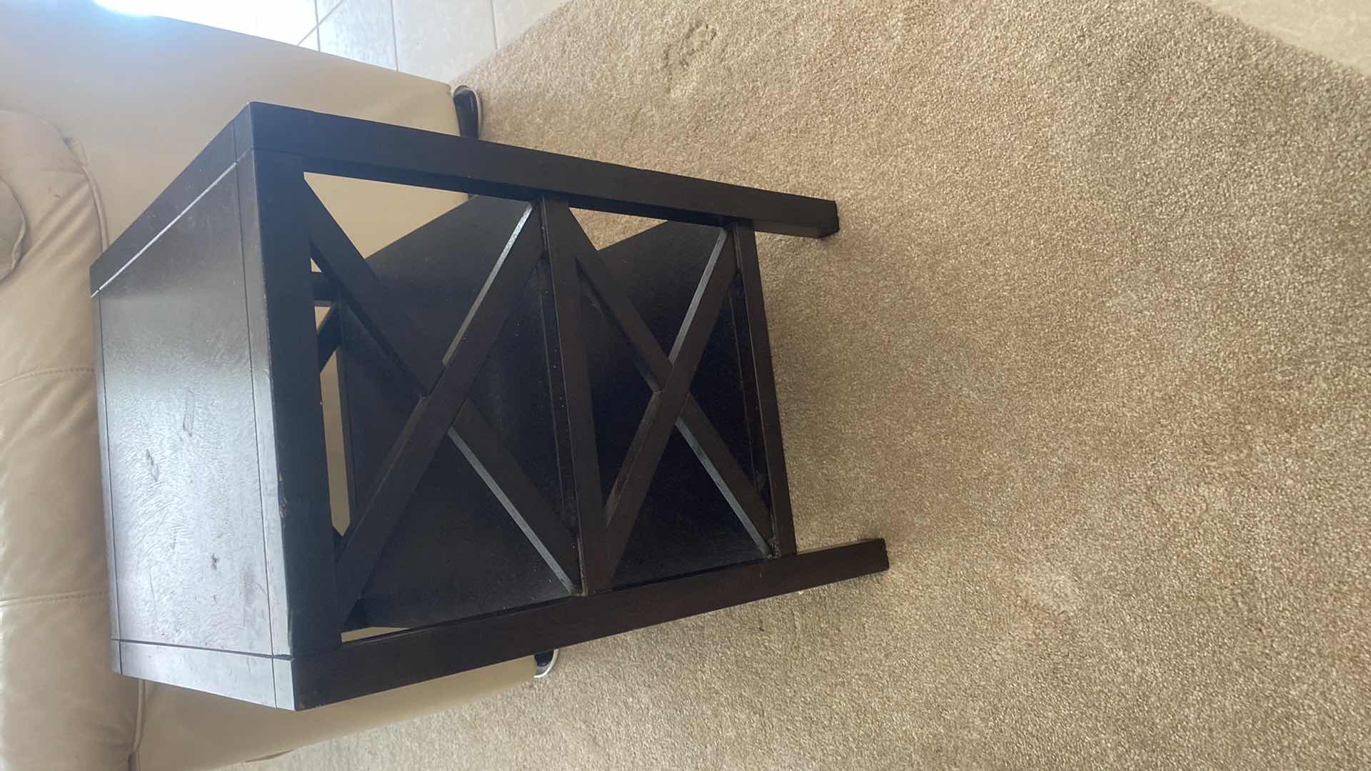 Photo 1 of DARK WOOD END TABLE 17” x 15”  H 23 1/2”