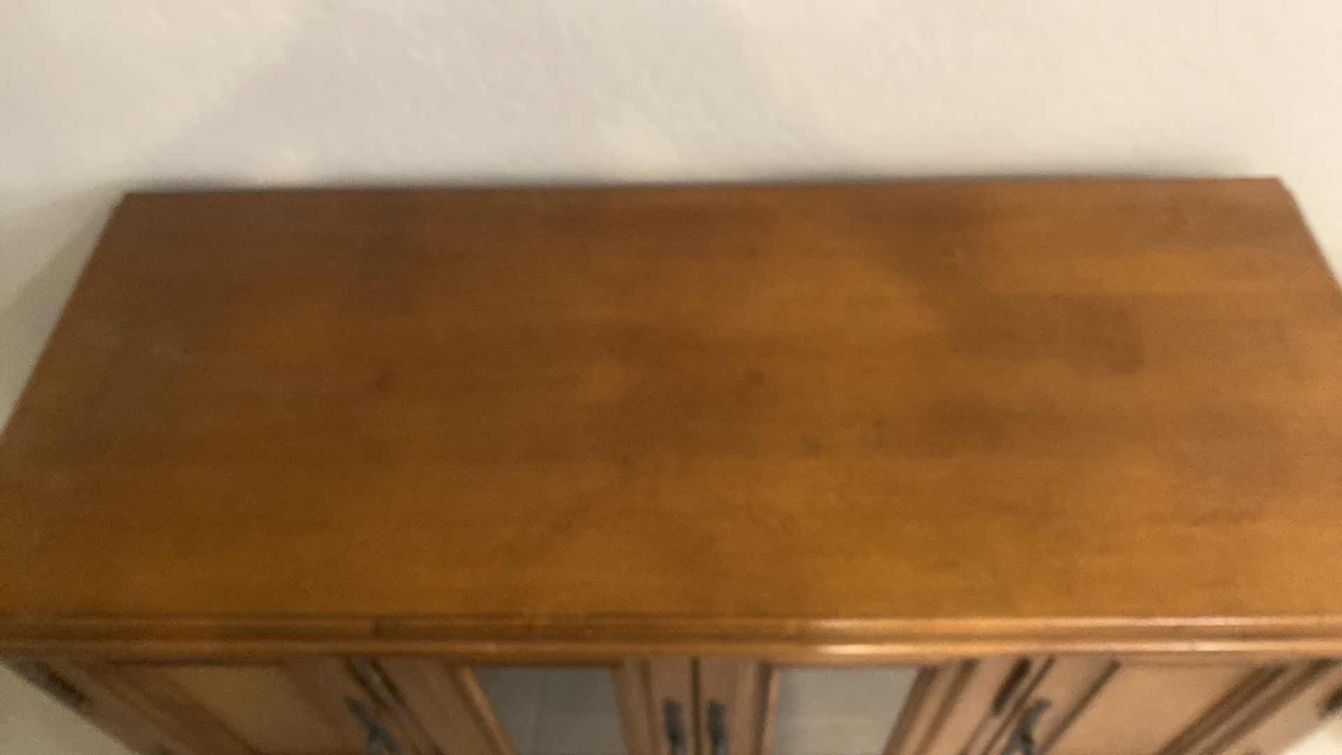 Photo 1 of 4 DOOR ENTERTAINMENT CENTER WITH CD STORAGE 56” x 22” H 29 1/2”