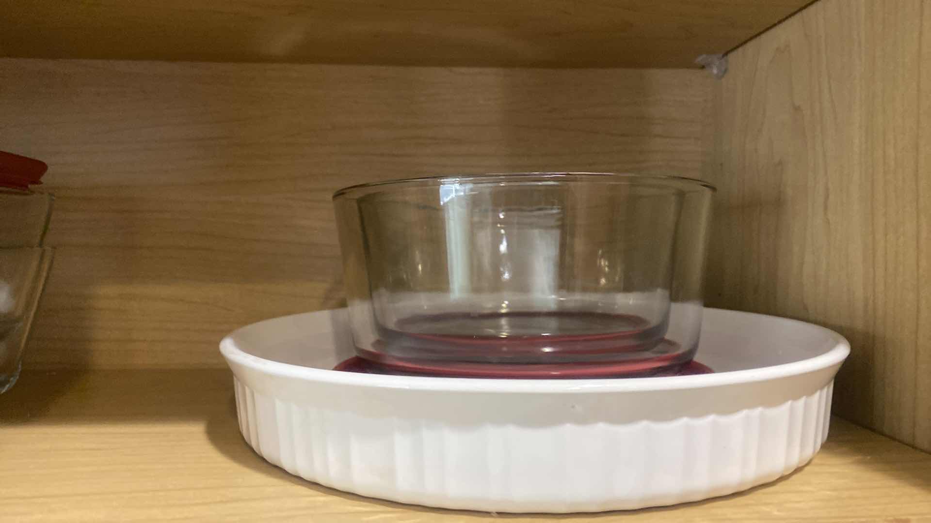 Photo 1 of CONTENTS OF KITCHEN CABINET - GLASS STORAGE SOUP CUPS & BOWLS