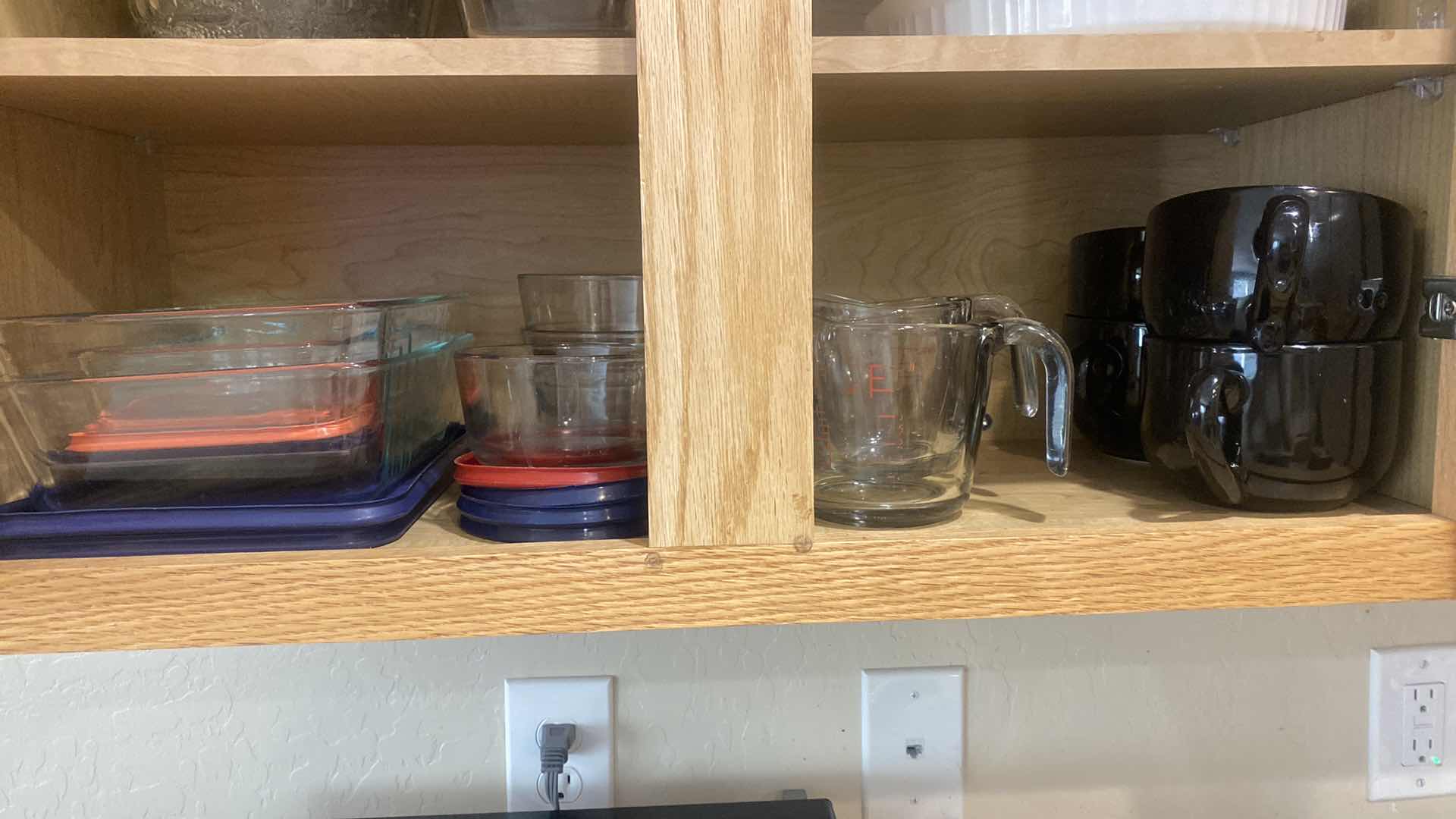 Photo 1 of CONTENTS OF KITCHEN CABINET - GLASS STORAGE SOUP CUPS & BOWLS