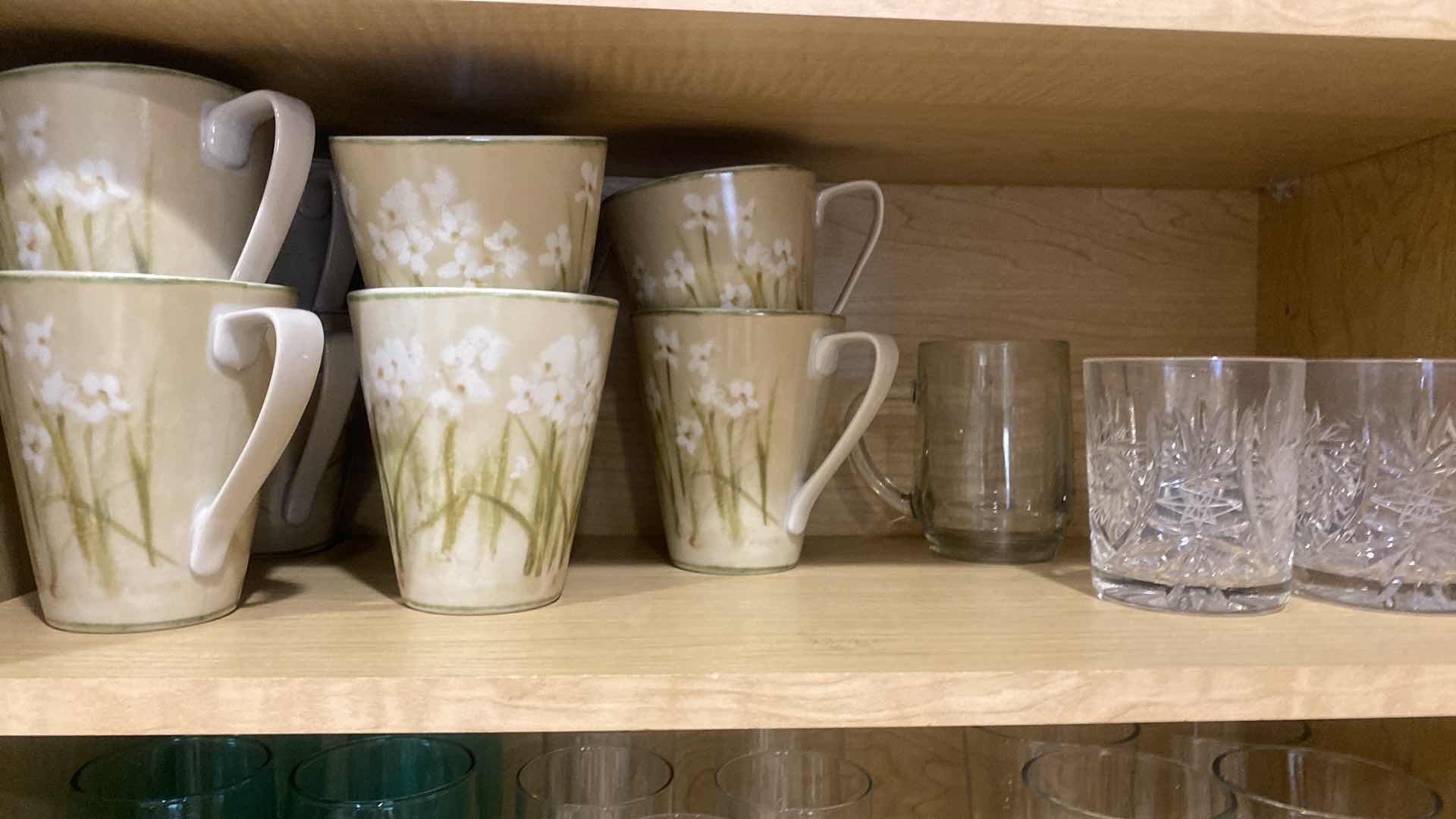 Photo 1 of CONTENTS OF KITCHEN CABINET -  COFFEE CIPS BIELS & DRINKING GLASSES