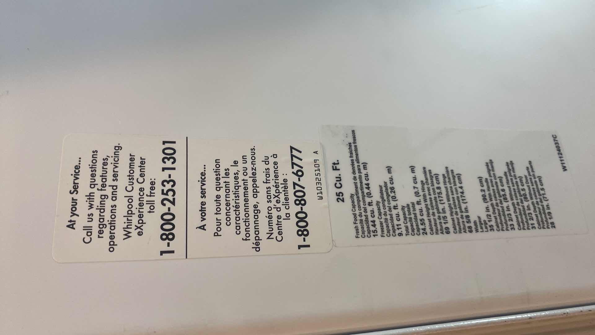 View 5 of WHIRLPOOL SIDE BY SIDE REFRIGERATOR 36” x 30 1/2” H 69 3/4”