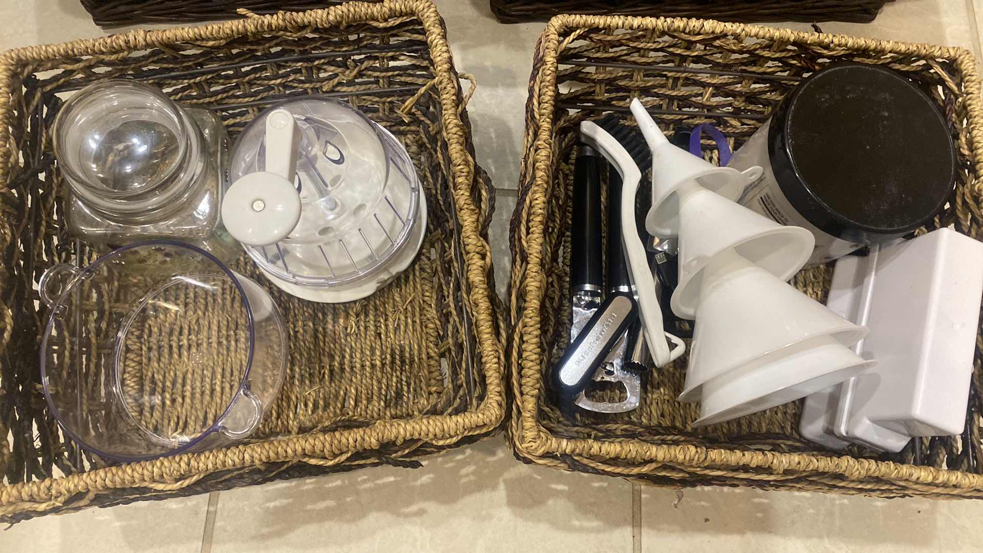 Photo 1 of 5-BASKETS WITH KITCHEN PITCHERS HAND TOOLS