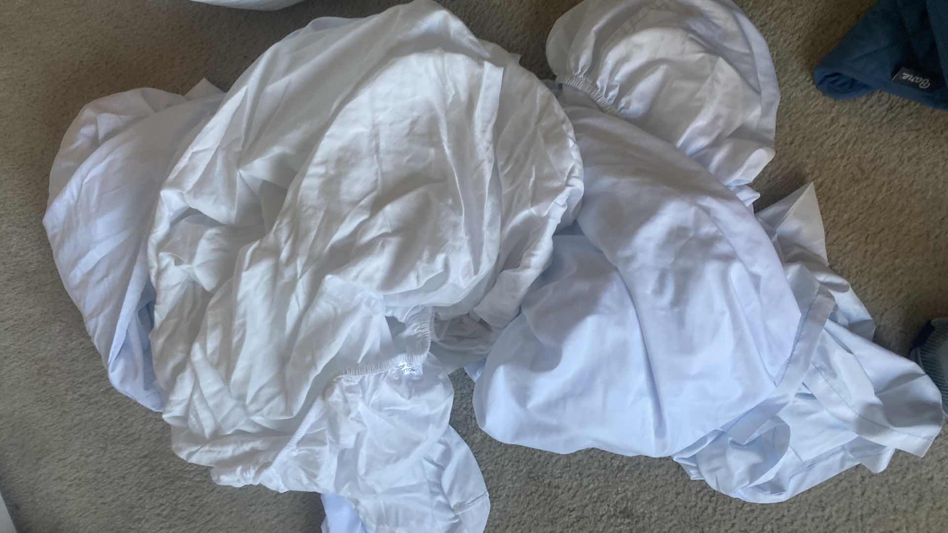 Photo 1 of 2-TWIN SIZE BLUE COVERLETS WITH SHAMS & BED PILLOWS & MATTRESS PADS INCLUDING 1 FOAM PAD