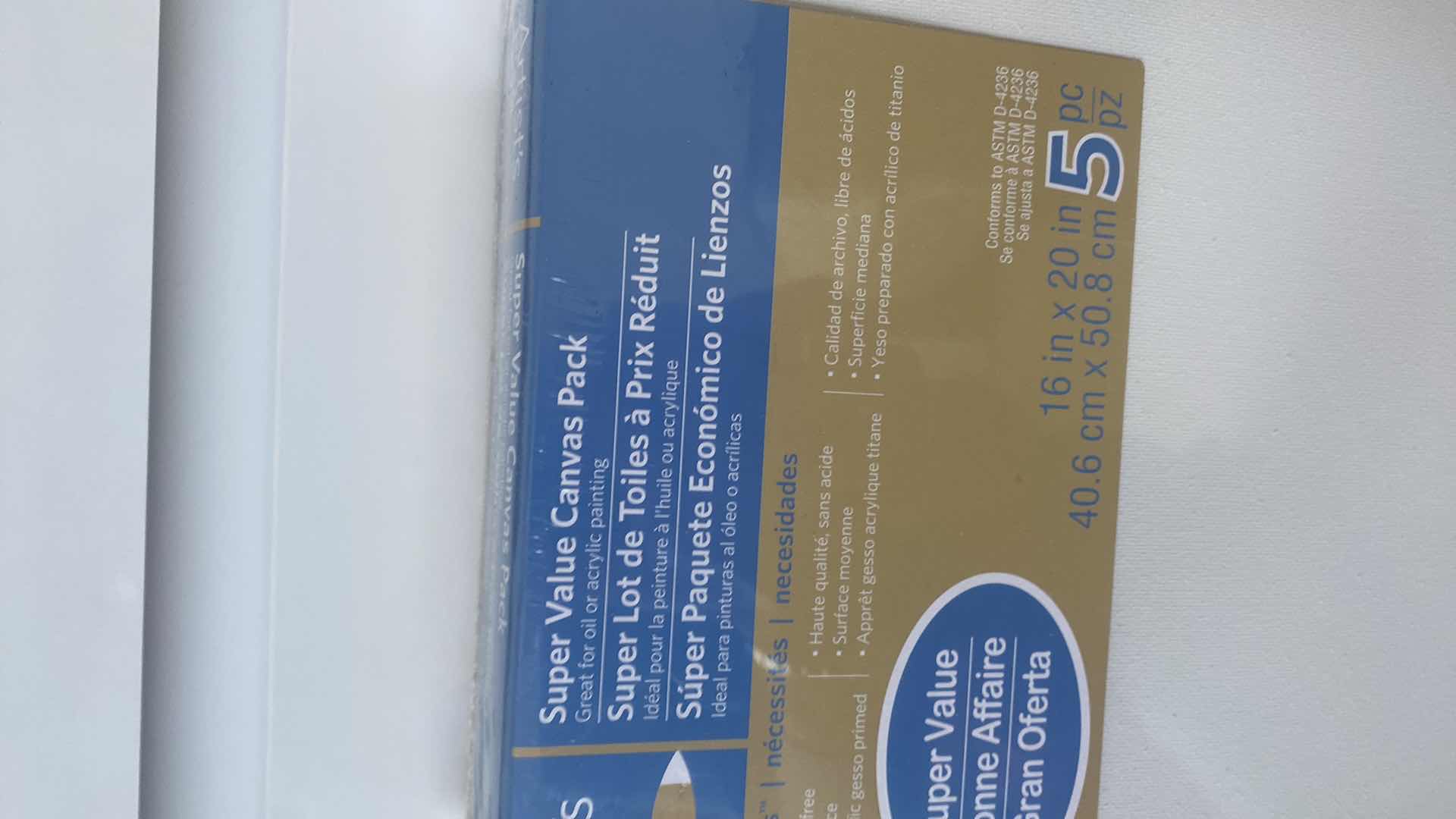 Photo 1 of 5 PIECE BLANK CANVAS 16” x 20”