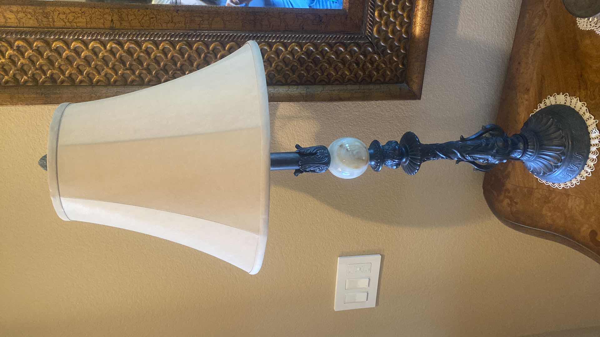 Photo 1 of CAST IRON WITH MARBLE BALL TABLE LAMP H36”