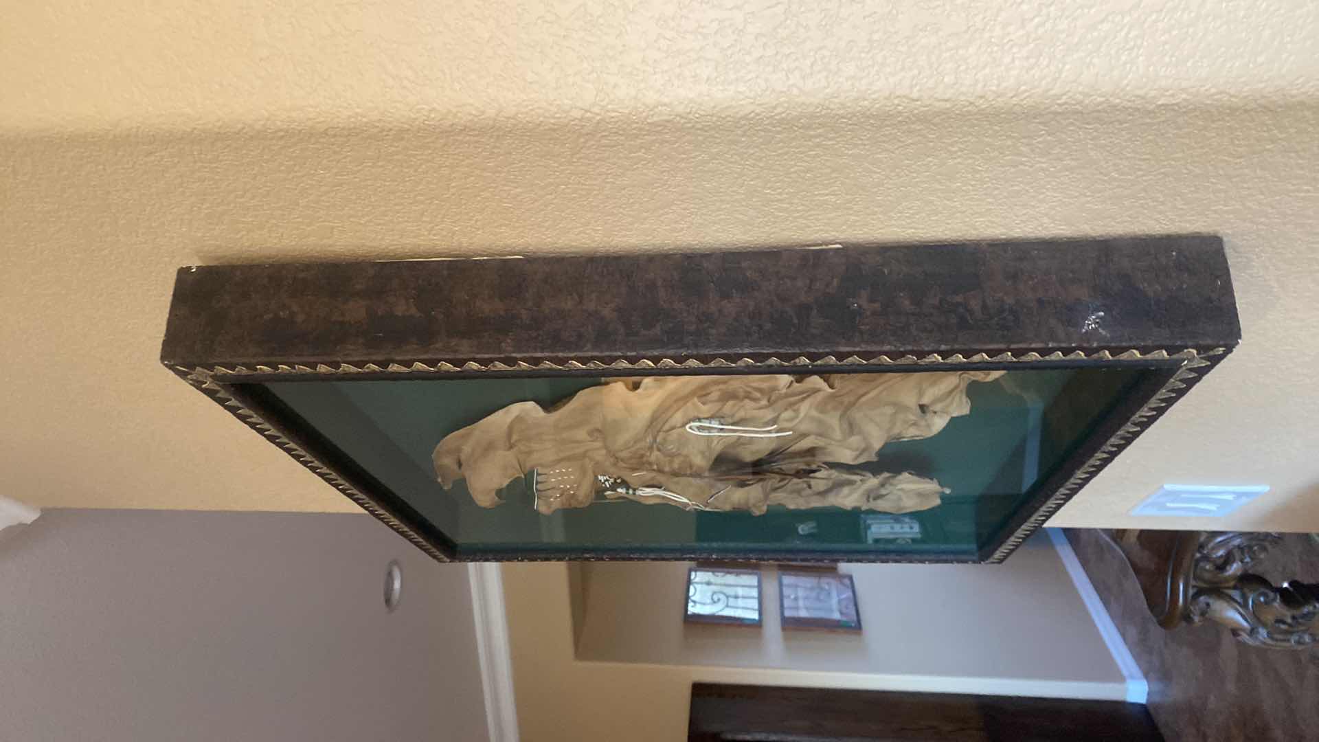 Photo 5 of FRAMED NATIVE AMERICAN 3 FACES LEATHER SCULPTURE ARTWORK 27 1/2” x 30 1/2”