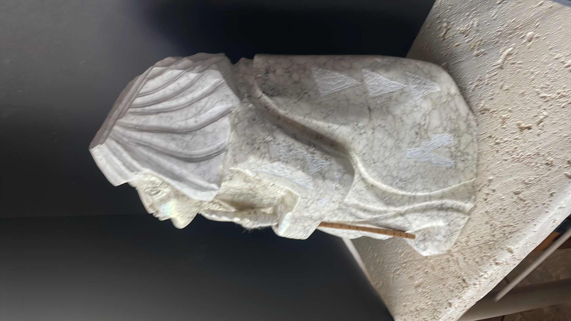 Photo 1 of HAND CARVED MARBLE NATIVE AMERICAN FIGURE 13”Wx23”H