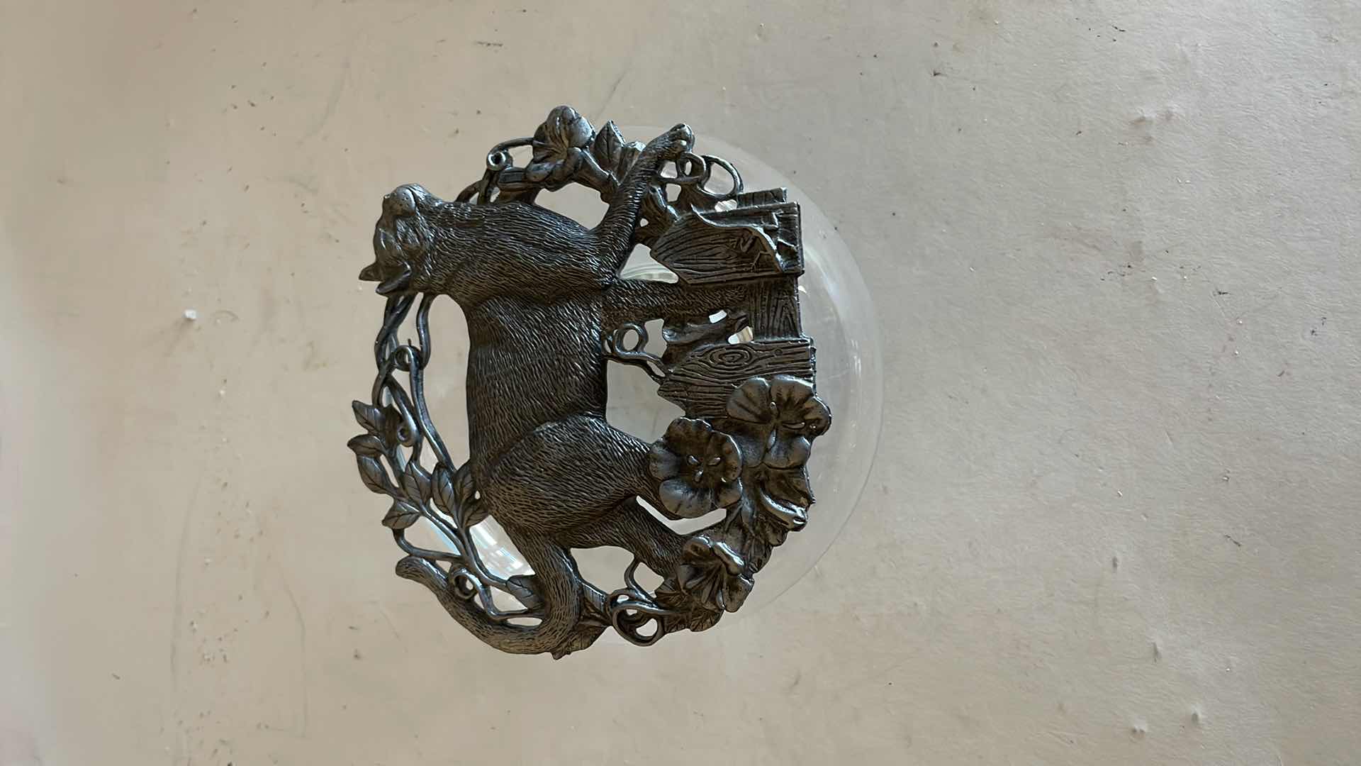 Photo 1 of GLASS BOWL DECORATIVE CAT PEWTER LID