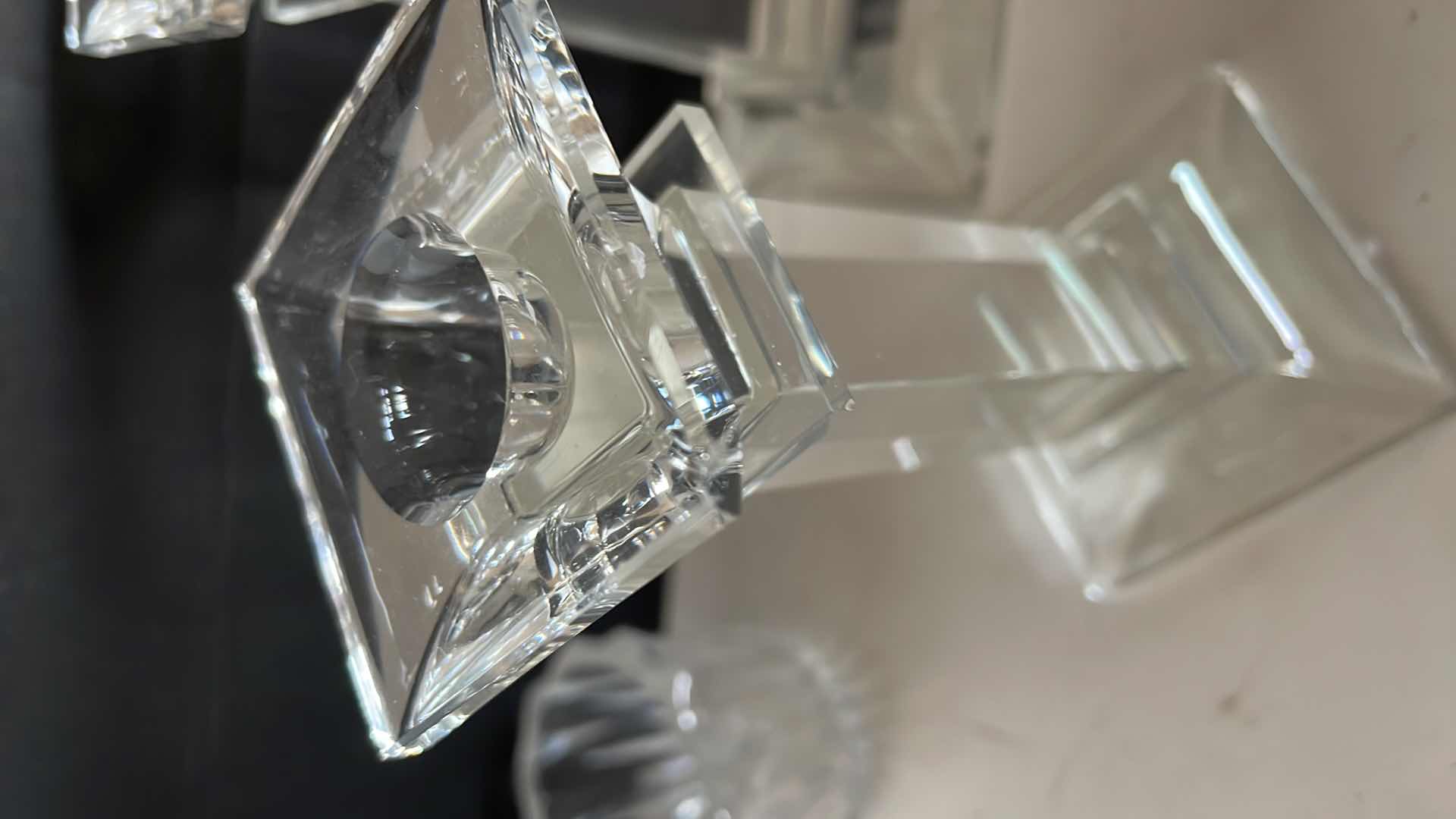 Photo 1 of GLASS AND CRYSTAL CANDLE STICKS 6”H