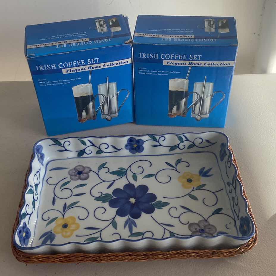 Photo 1 of 2 NEW IRISH COFFEE SET & 1 CERAMIC TRAY