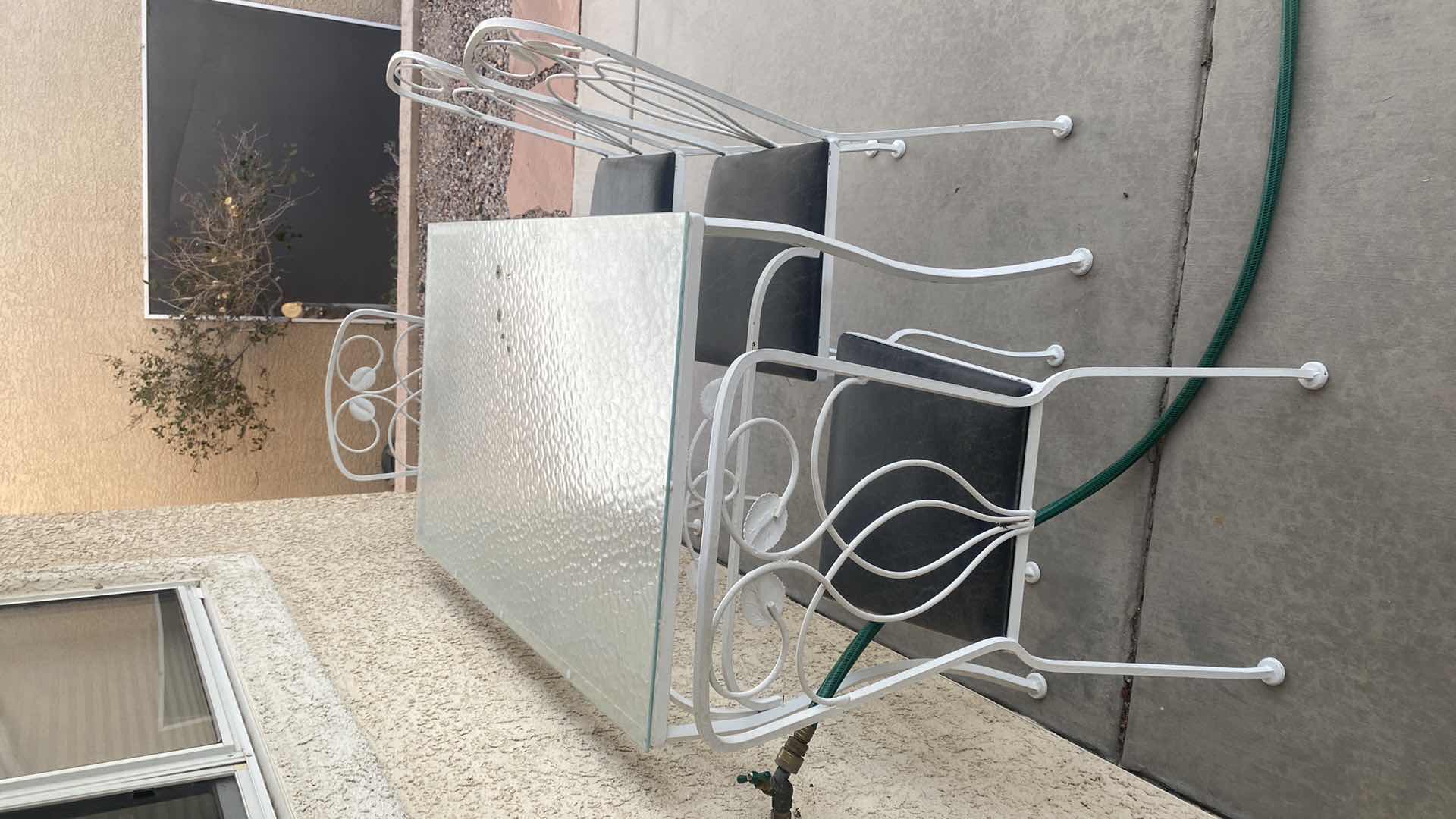 Photo 1 of 5 PIECE ALUMINIUM GLASS TOP TABLE & 4 CHAIRS 46” x 28 1/2” H30”