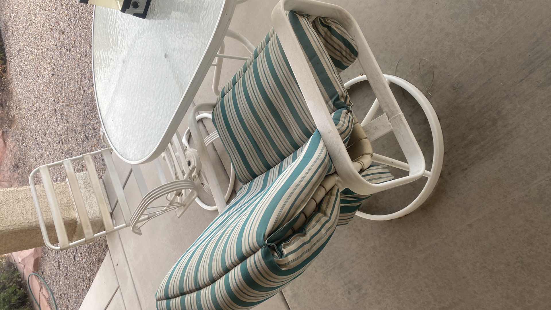 Photo 3 of 5 PIECE PATIO SET ALUMINUM GLASS TOP OVAL TABLE & 4 SWIVEL CHAIRS 55” x 38” H28”