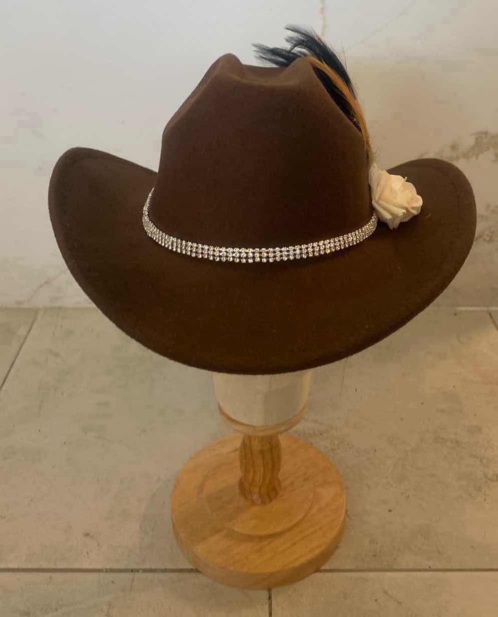 Photo 1 of NEW CUSTOM DESIGNED BROWN  FELT WESTERN COWGIRL HAT (ADJUSTABLE)