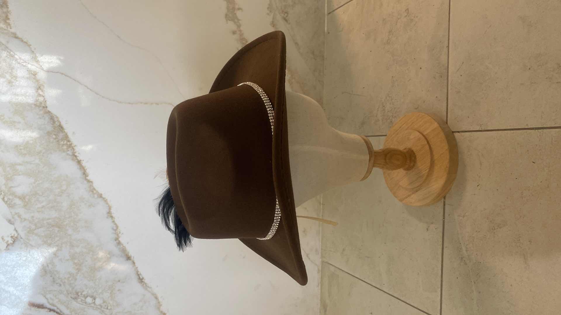 Photo 1 of NEW CUSTOM DESIGNED BROWN  FELT WESTERN COWGIRL HAT (ADJUSTABLE)