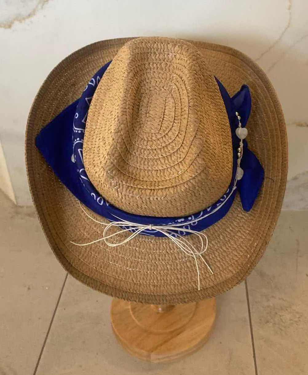 Photo 1 of NEW CUSTOM DESIGNED STRAW WESTERN COWGIRL REMOVEABLE BANDANA HAT (ADJUSTABLE)