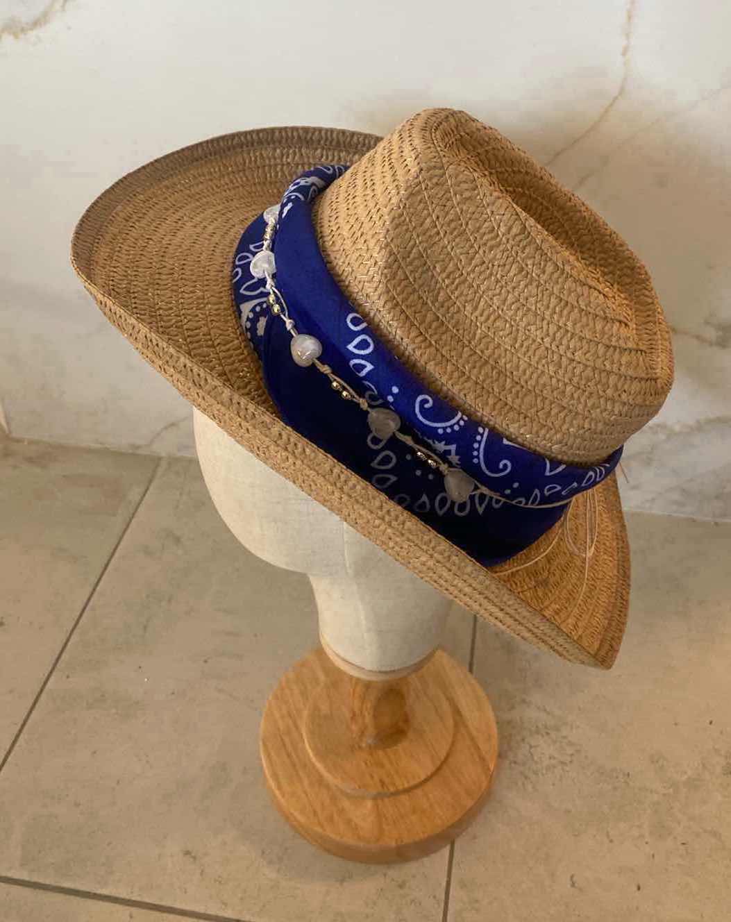 Photo 1 of NEW CUSTOM DESIGNED STRAW WESTERN COWGIRL REMOVEABLE BANDANA HAT (ADJUSTABLE)