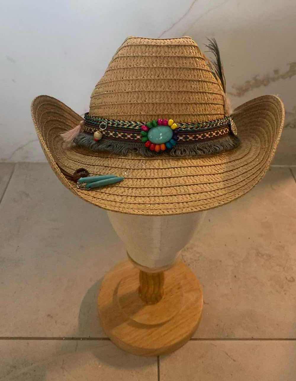 Photo 1 of NEW CUSTOM DESIGNED STRAW WESTERN COWGIRL HAT (ADJUSTABLE)