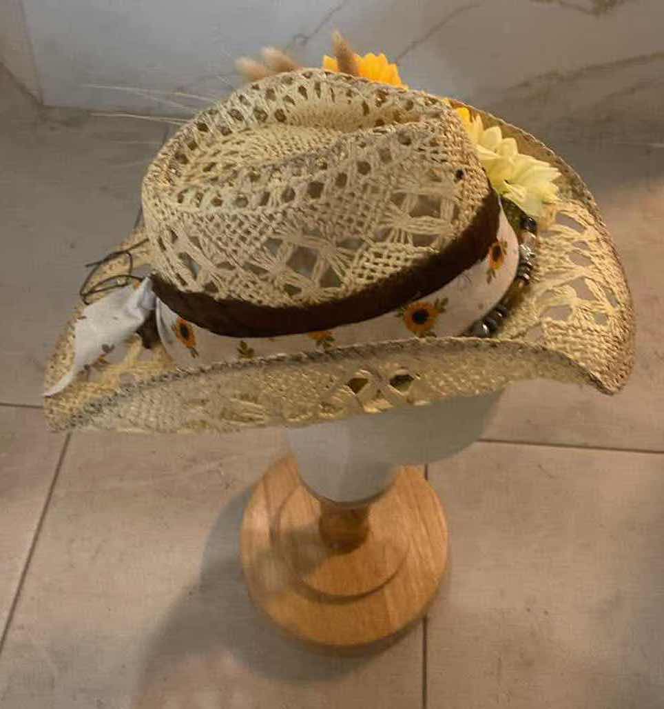 Photo 1 of NEW CUSTOM DESIGNED STRAW WESTERN COWGIRL HAT (ADJUSTABLE)