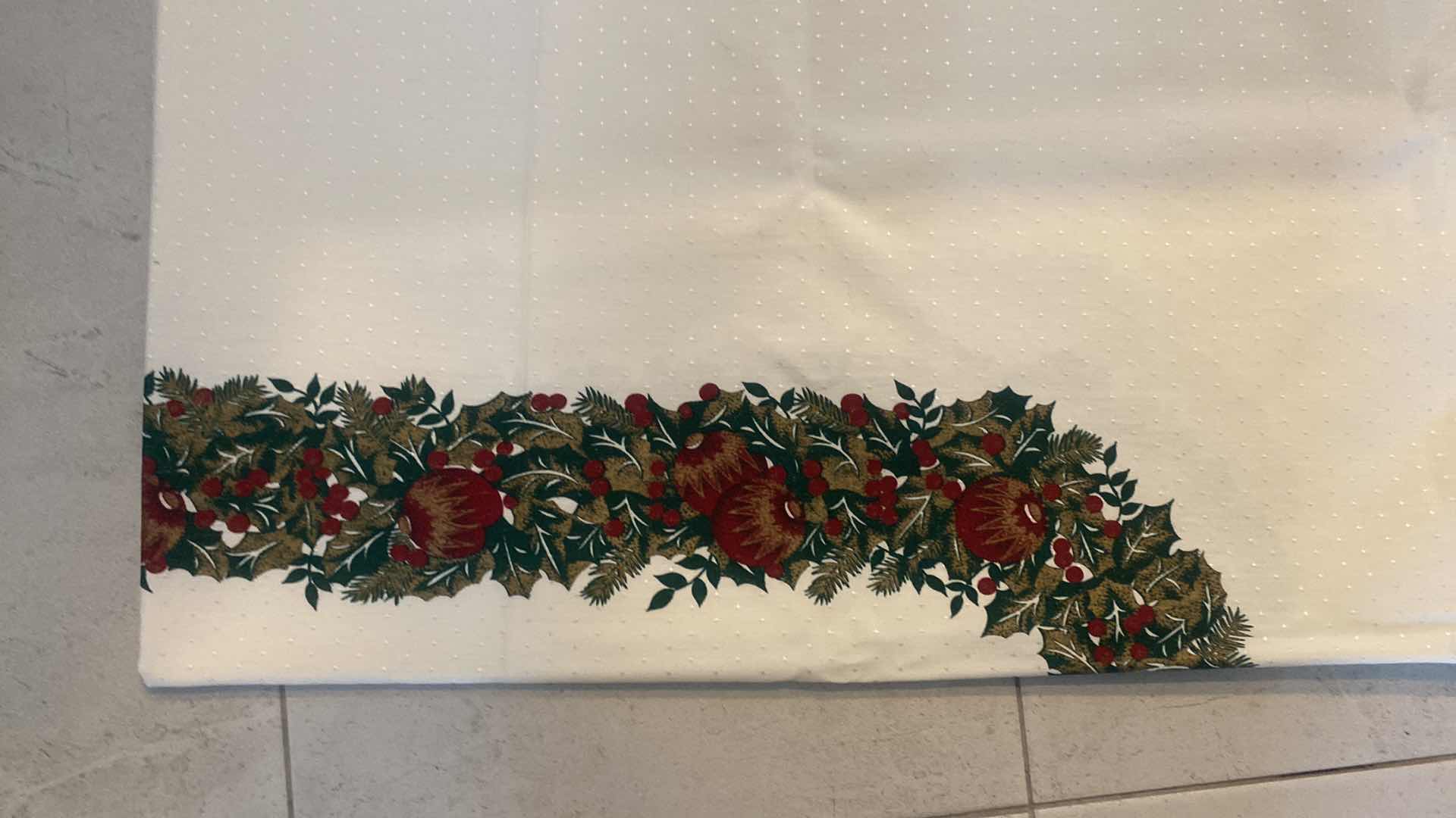 Photo 1 of CERAMIC TREE BATTERY OPERATED H14” & LENOX TABLECLOTH & 1 ORNAMENT