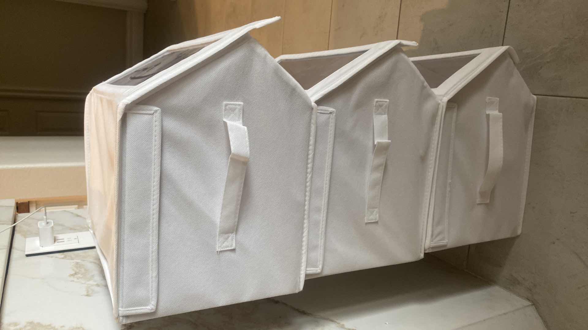 Photo 1 of 3 STACKABLE FABRIC STORAGE EACH 15” x 15” x 10”