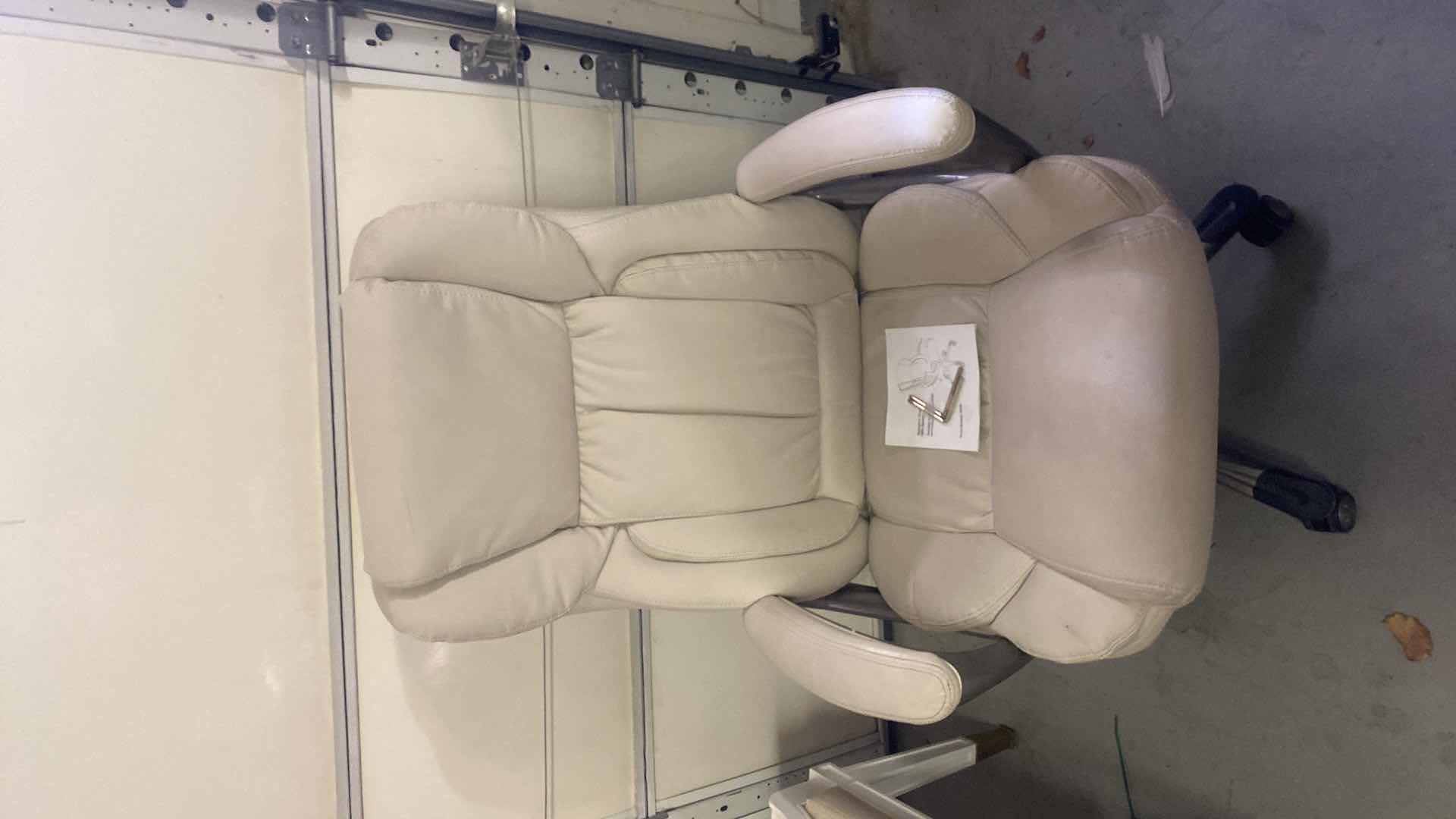 Photo 1 of BONDED LEATHER CREAM COLOR EXECUTIVE ADJUSTABLE DESK CHAIR WITH WHEELS