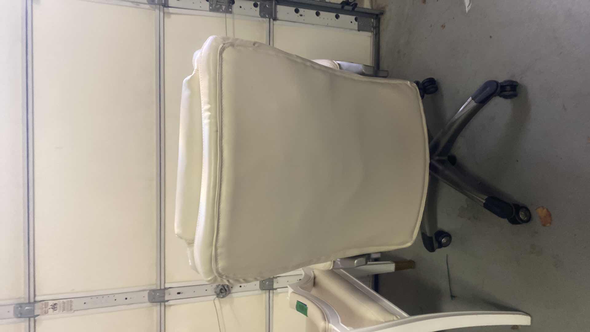 Photo 1 of BONDED LEATHER CREAM COLOR EXECUTIVE ADJUSTABLE DESK CHAIR WITH WHEELS