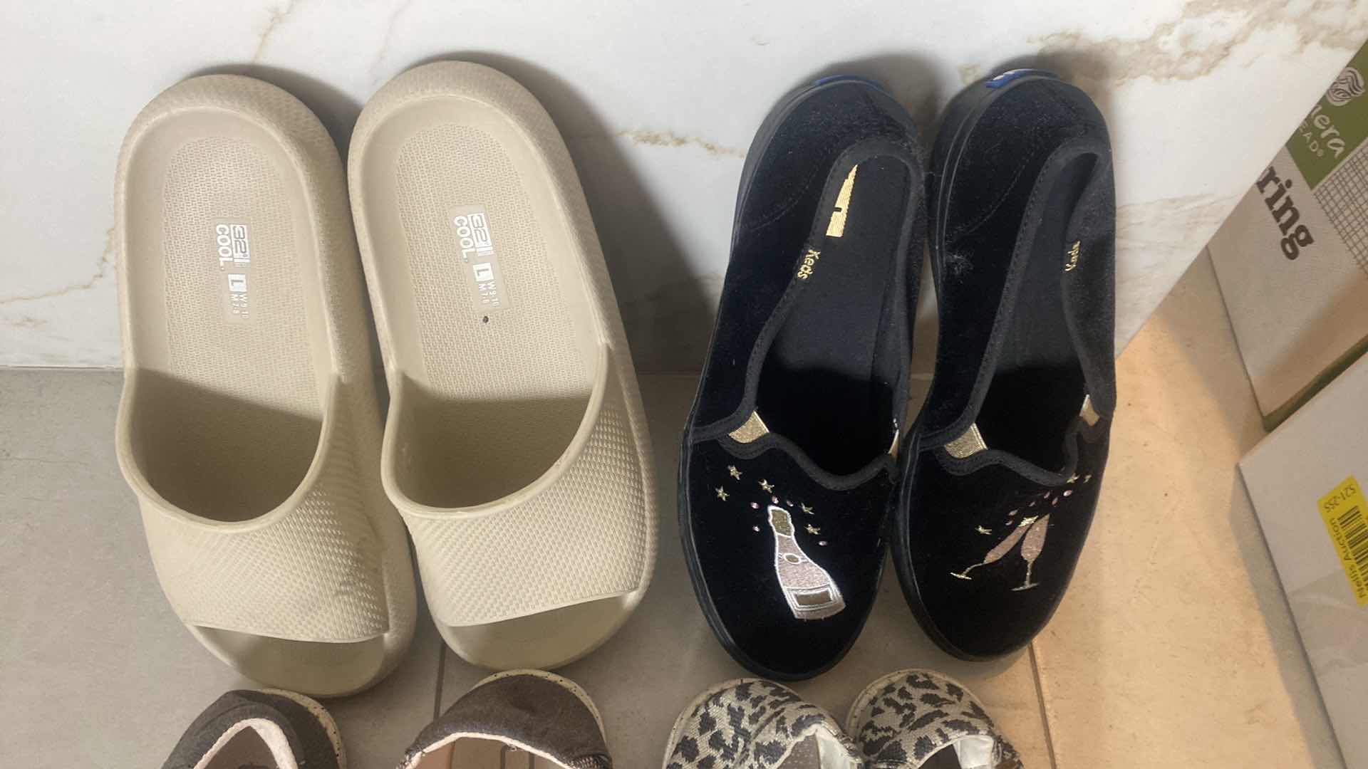 Photo 1 of 4 PAIRS WOMENS SIZE 11 SHOES- KEDS, 2 HEY DUDES & SANDALS