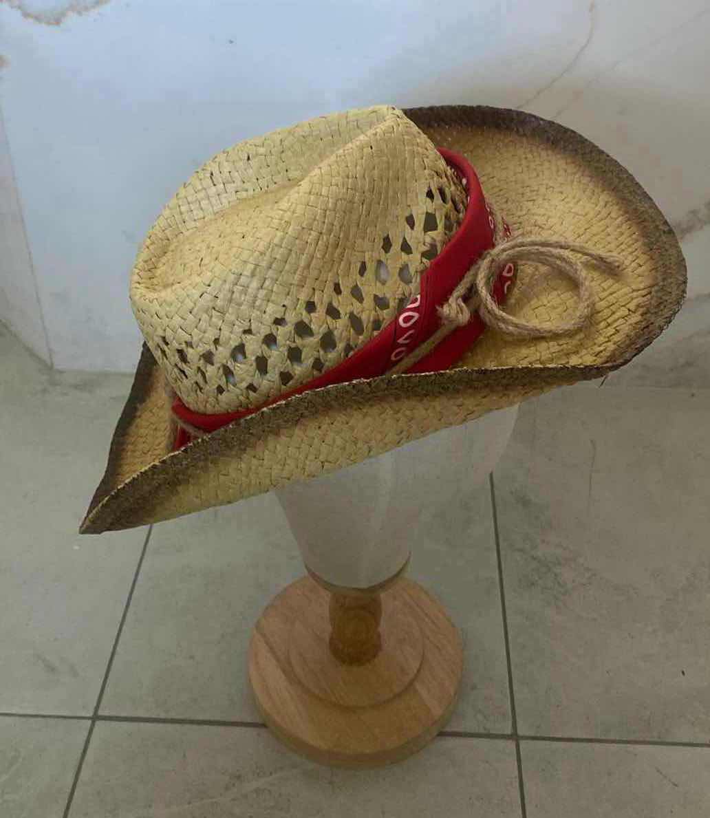 Photo 1 of NEW CUSTOM DESIGNED STRAW WESTERN REMOVABLE BANDANA COWGIRL HAT (ONE SIZE FITS ALL)