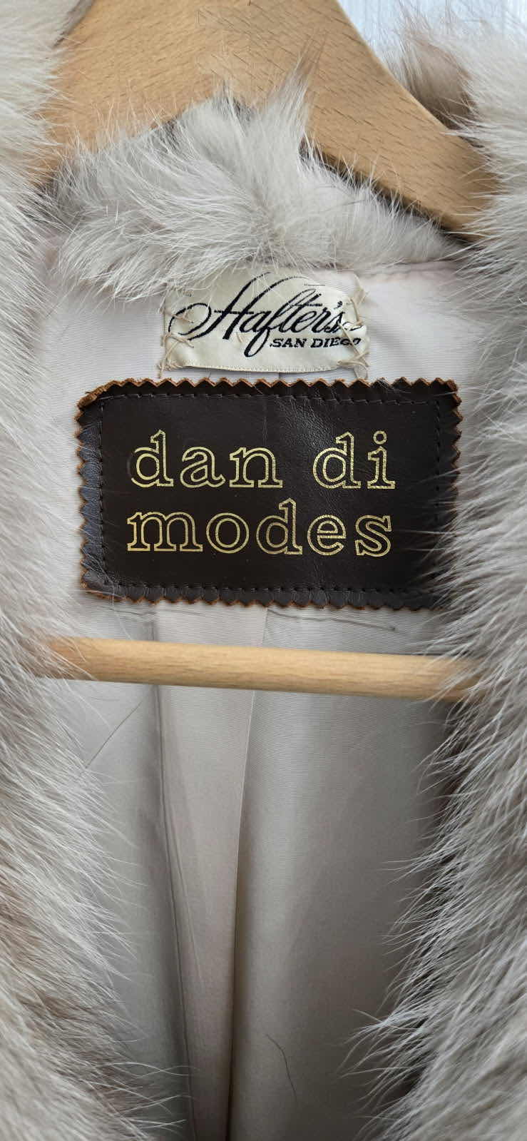 Photo 1 of LIGHT GREY LEATHER & FOX FUR COAT WITH BRACELET SLEEVES ESTIMATED SIZE SMALL/MEDIUM