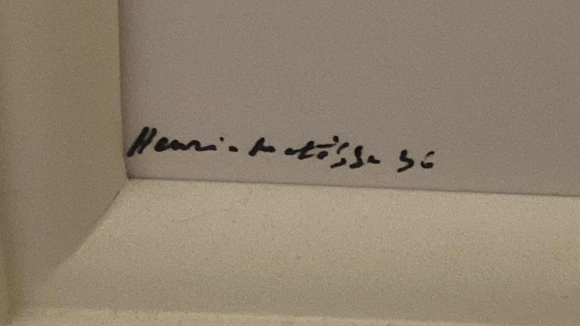 Photo 1 of FRAMED WHITE WOOD HENRI MATISSE “RECLINING WOMAN” LITHOGRAPHIC SIGNED PRINT ARTWORK FROM WYNN RESORT 33” x 26”