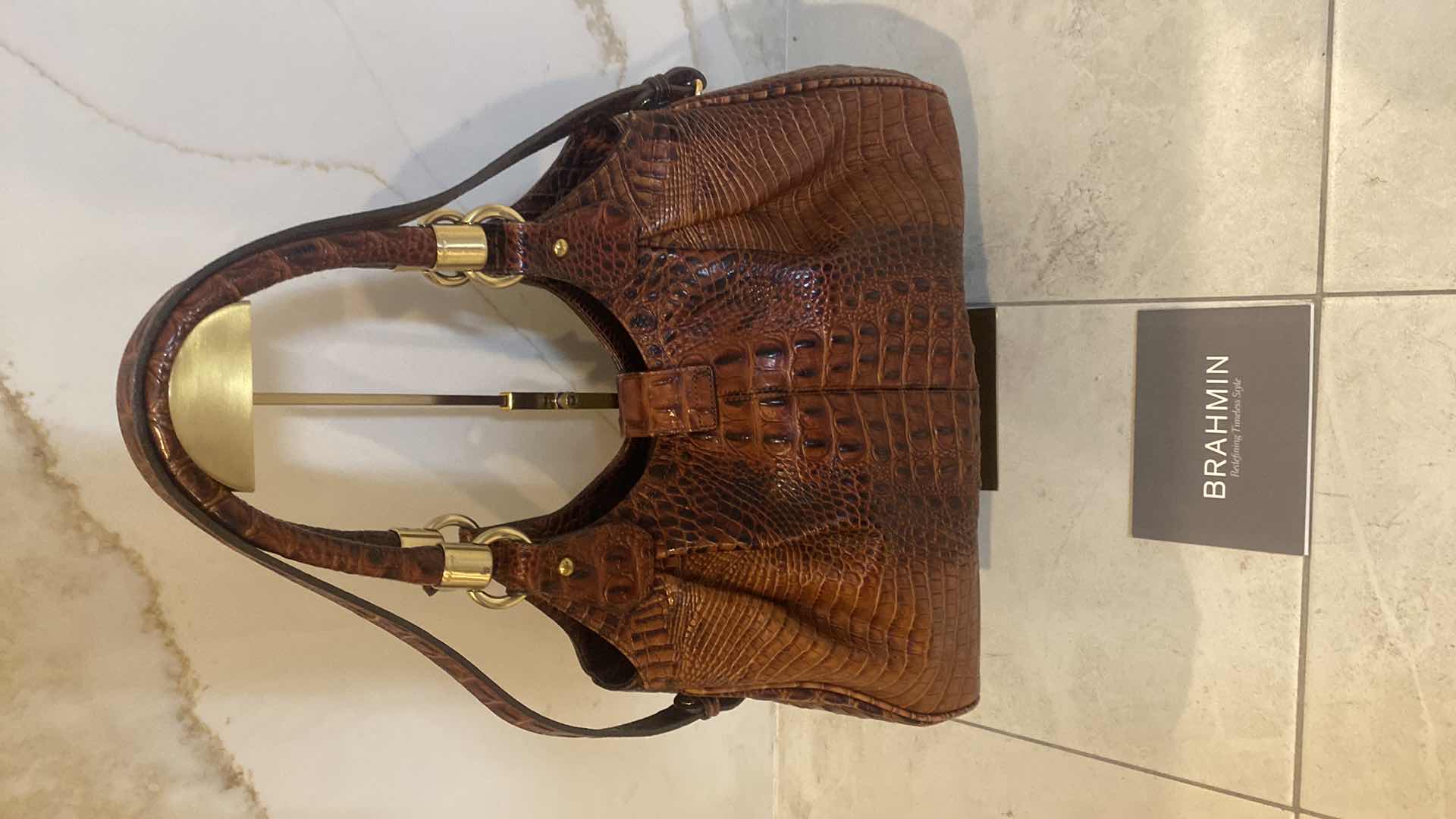 Photo 1 of  BRAHMIN DUAL CARRY PECAN MELBOURNE LEATHER SATCHEL ORIGINALLY $600 15“ x 7“ H12” EXCLUDING HANDLES INCLUDES STRAP DUST COVER & REGISTRATION CARD