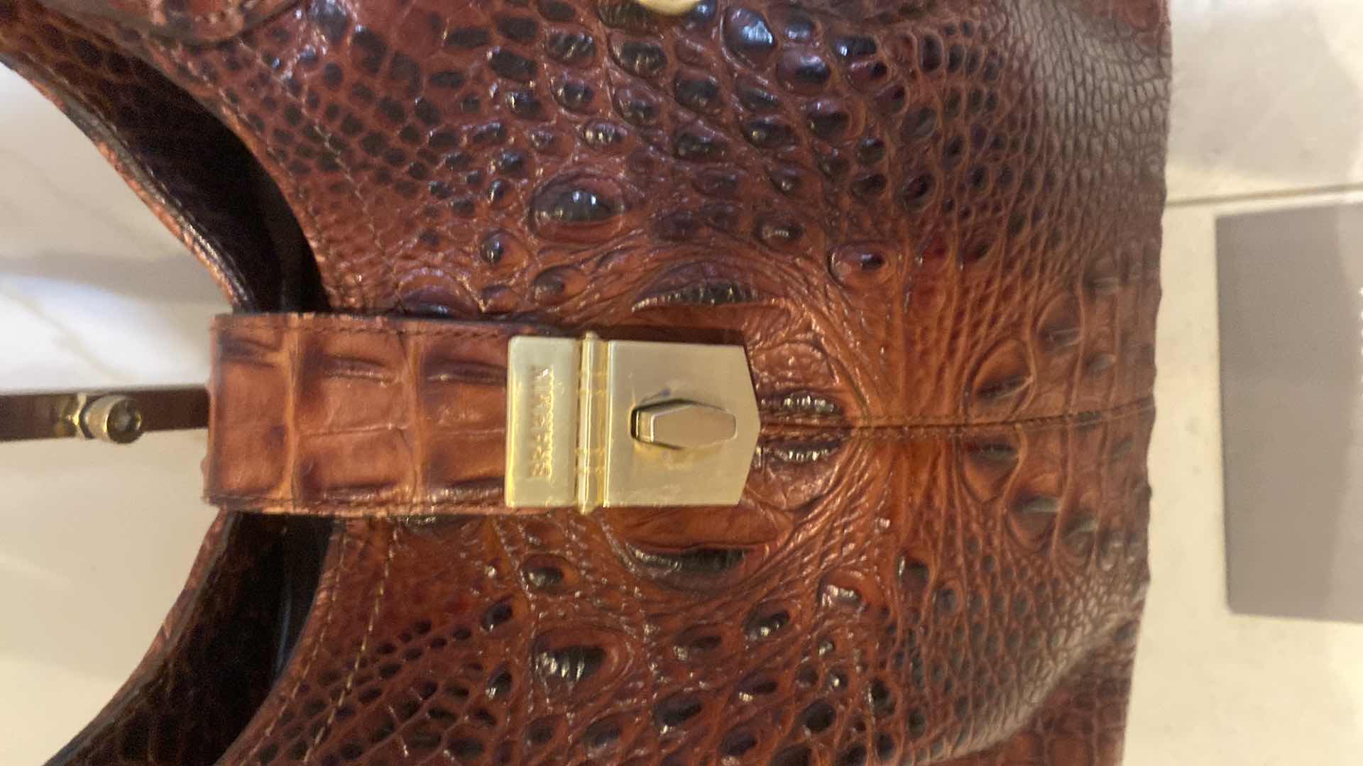 Photo 1 of  BRAHMIN DUAL CARRY PECAN MELBOURNE LEATHER SATCHEL ORIGINALLY $600 15“ x 7“ H12” EXCLUDING HANDLES INCLUDES STRAP DUST COVER & REGISTRATION CARD