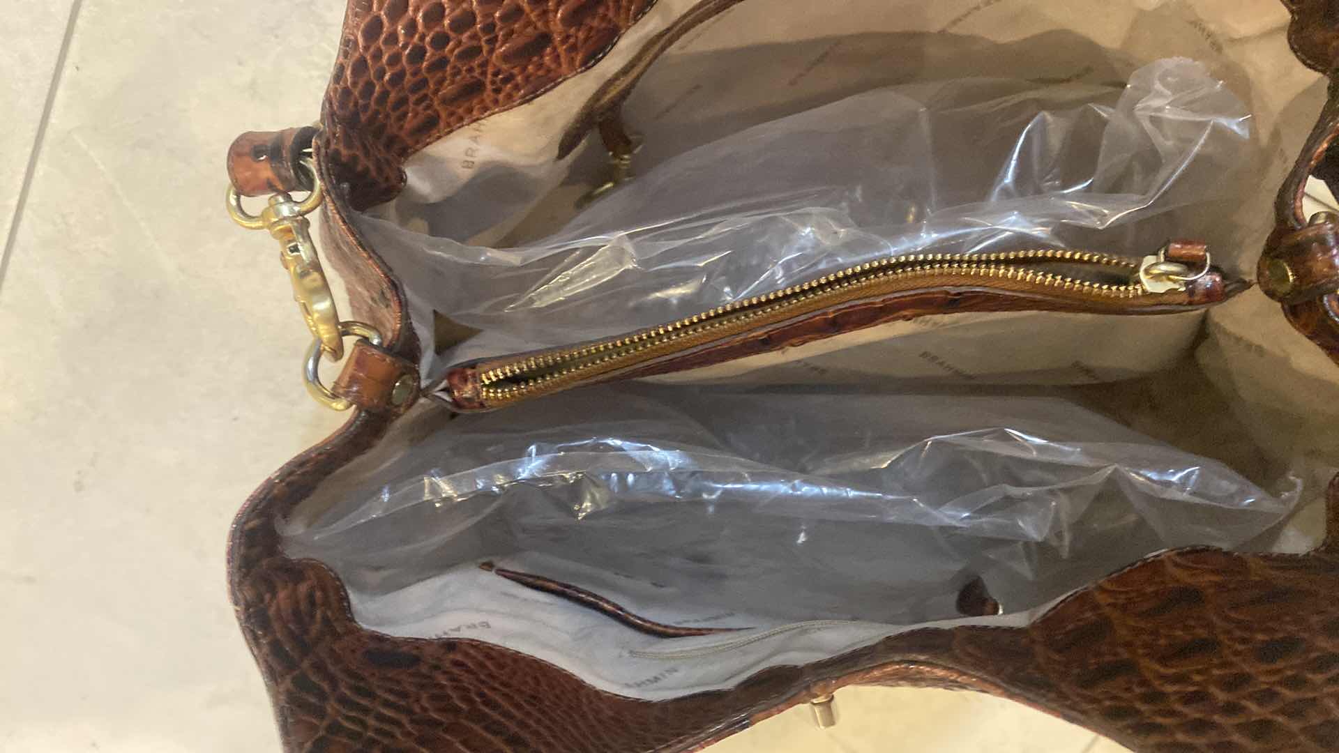 Photo 1 of  BRAHMIN DUAL CARRY PECAN MELBOURNE LEATHER SATCHEL ORIGINALLY $600 15“ x 7“ H12” EXCLUDING HANDLES INCLUDES STRAP DUST COVER & REGISTRATION CARD