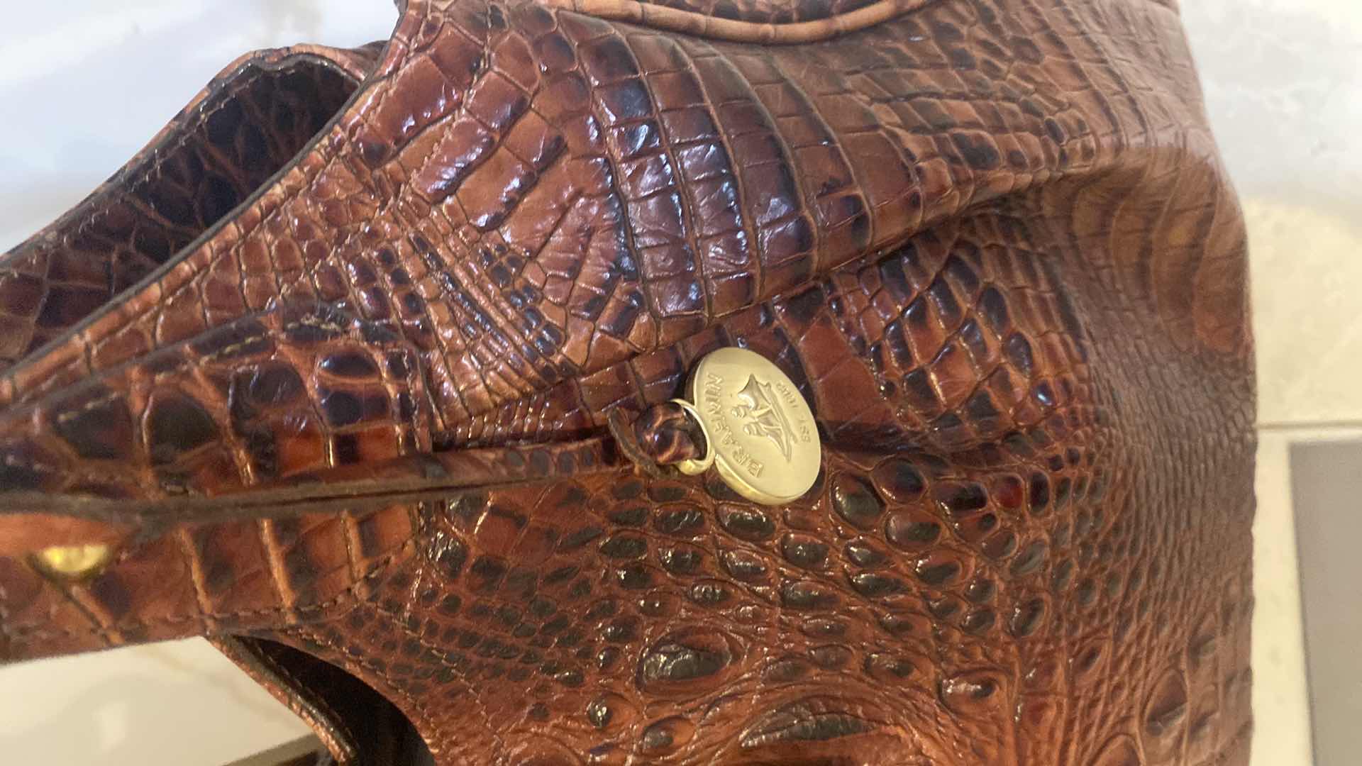 Photo 1 of  BRAHMIN DUAL CARRY PECAN MELBOURNE LEATHER SATCHEL ORIGINALLY $600 15“ x 7“ H12” EXCLUDING HANDLES INCLUDES STRAP DUST COVER & REGISTRATION CARD