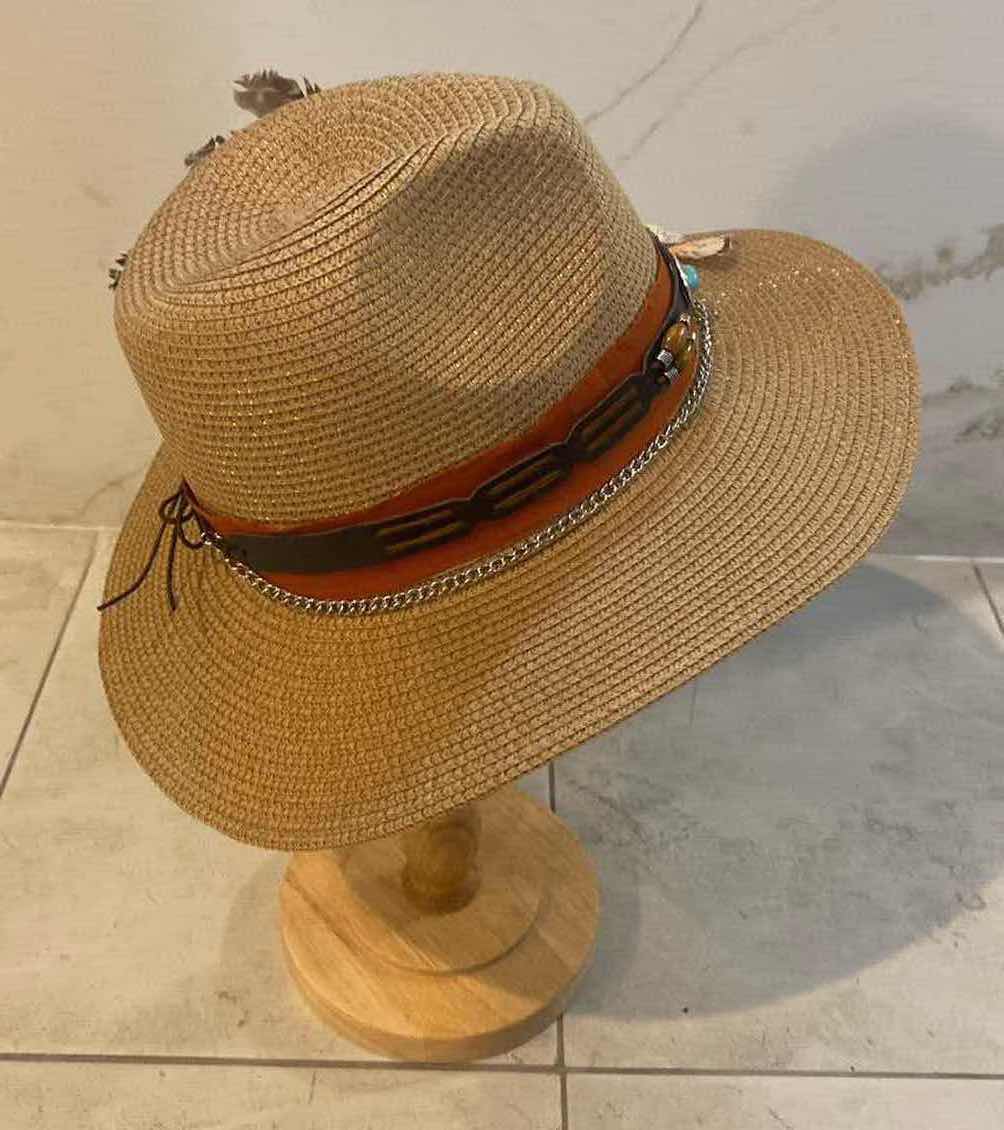 Photo 1 of NEW CUSTOM DESIGNED TAN STRAW  PAPER PANAMA WESTERN HAT (ADJUSTABLE)