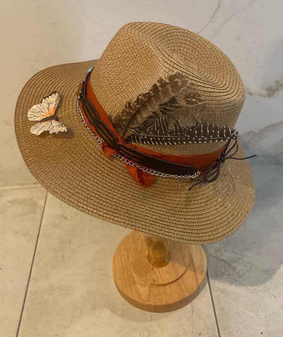 Photo 1 of NEW CUSTOM DESIGNED TAN STRAW  PAPER PANAMA WESTERN HAT (ADJUSTABLE)