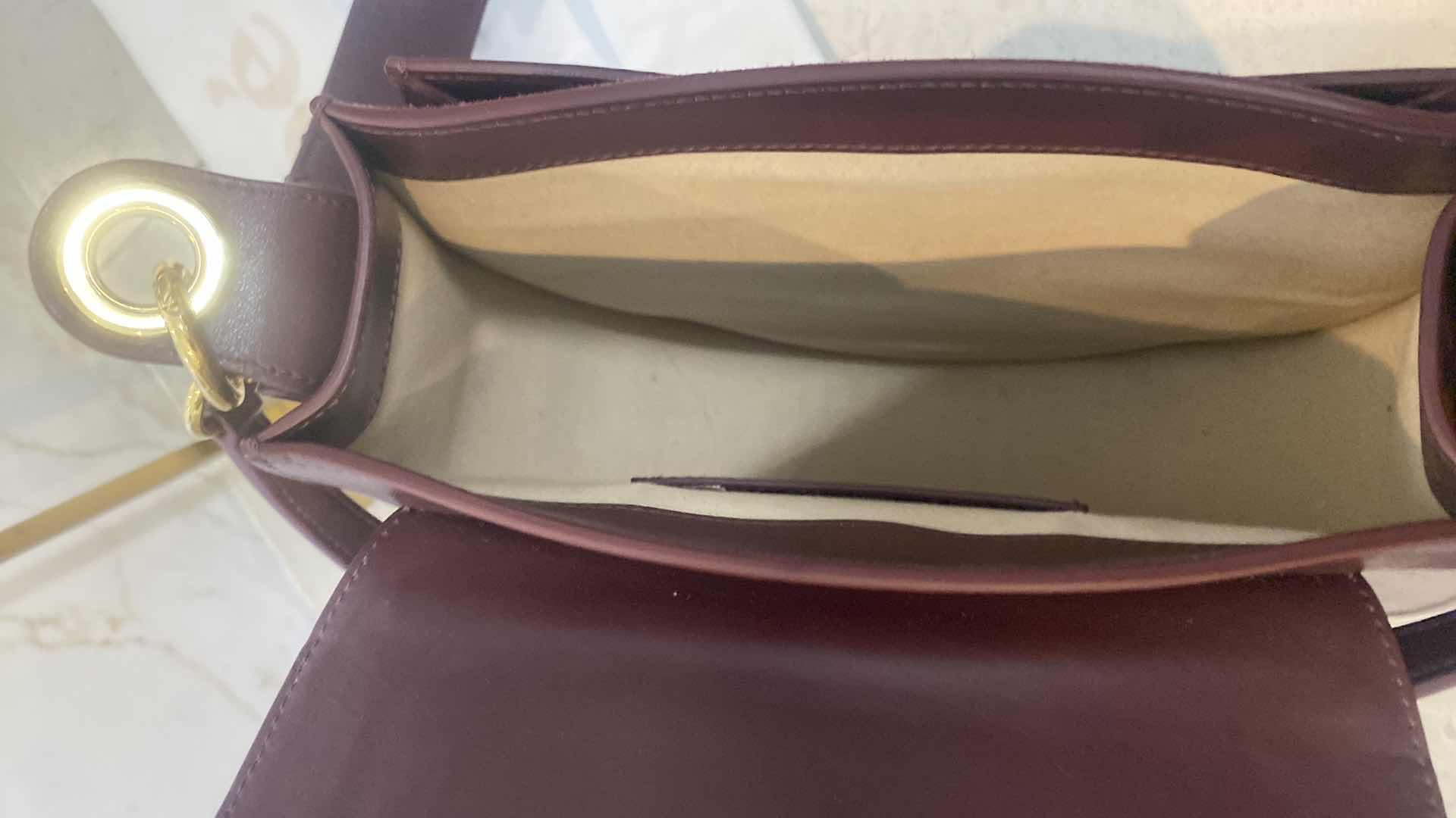 Photo 1 of AUTHENTIC CHLOE TESS LEATHER & SUEDE BURNT BROWN DUAL CARRY WITH GOLD HARDWARE HANDBAG (CURRENT RETAIL $2450) PAPERWORK & DUSTBAG 10 1/4“ x 3 1/2“ H9 1/2”
