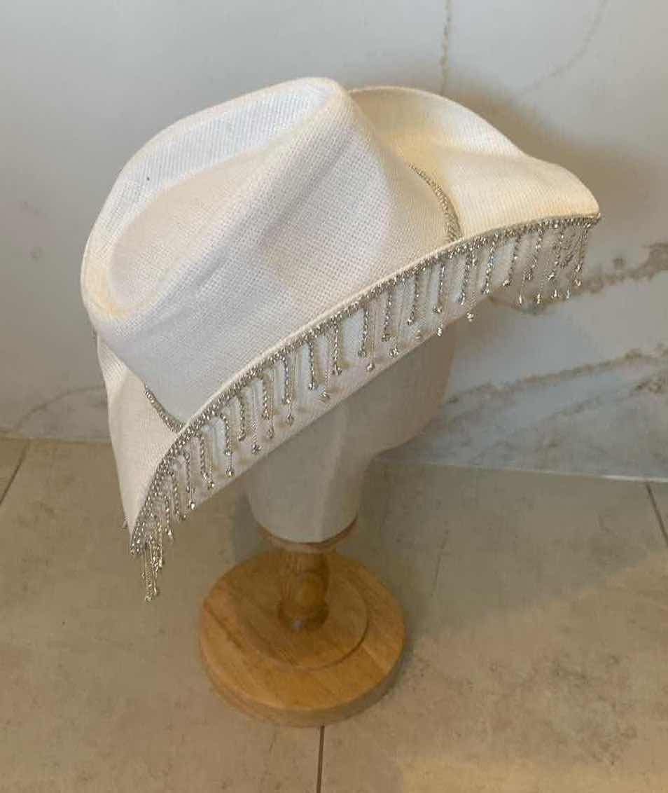 Photo 1 of NEW CUSTOM DESIGNED WHITE STRAW  PAPER WESTERN HAT (ONE SIZE FITS ALL)