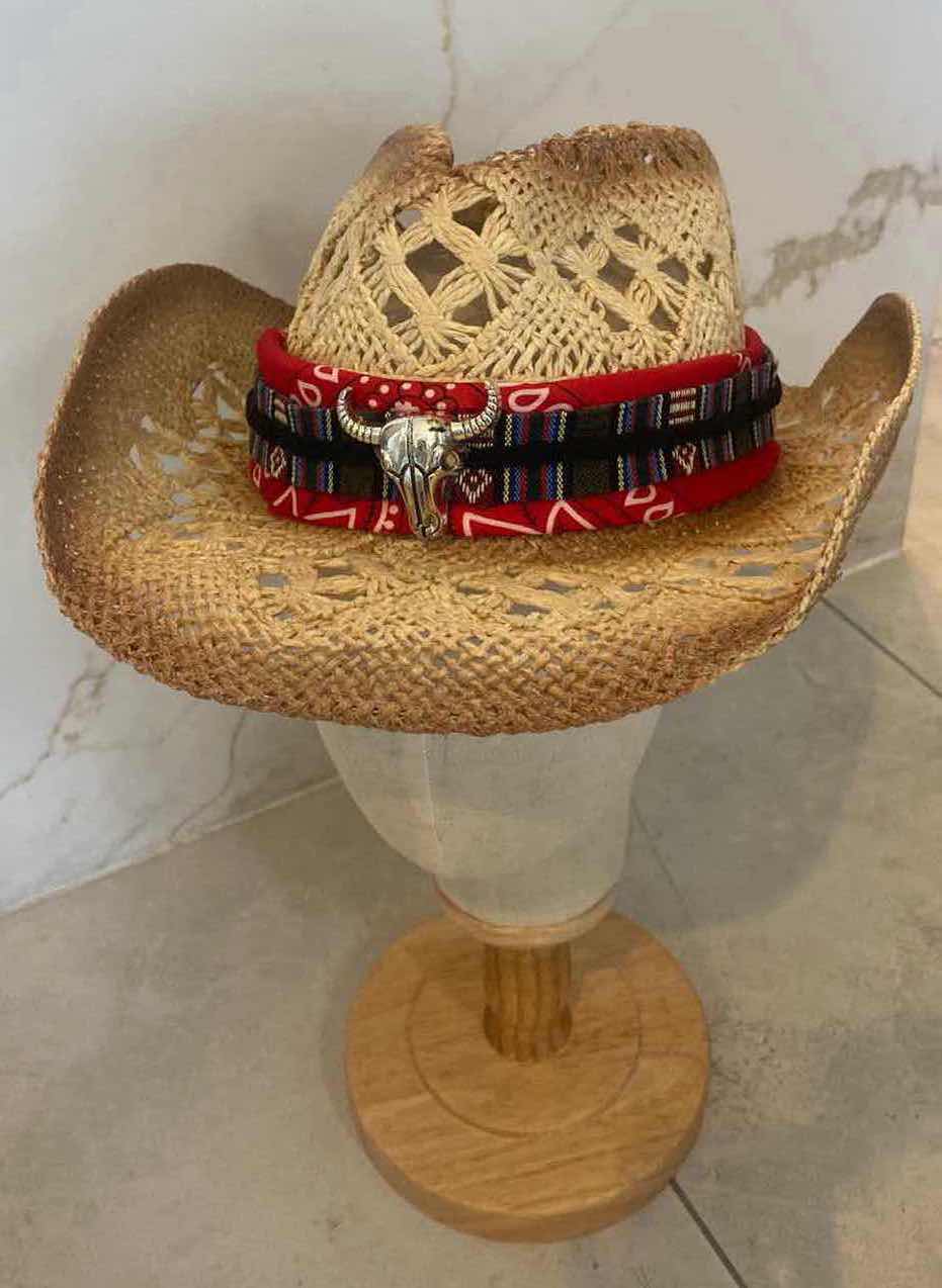 Photo 1 of NEW CUSTOM DESIGNED STRAW WESTERN COWGIRL HAT (ADJUSTABLE)